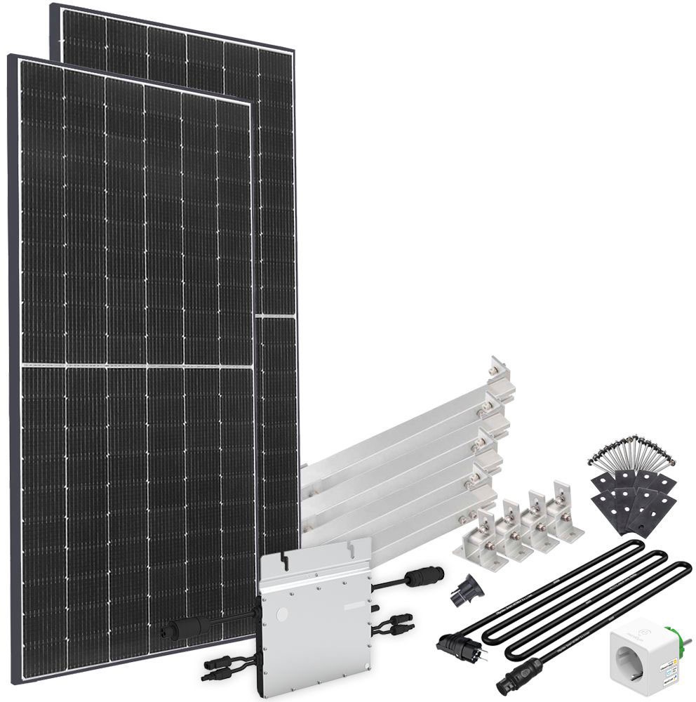 Offgridtec Solaranlage »Solar-Direct 830W HM-800« Schukosteckdose, 5 m Kabel, Montageset für Flachdach, Stromzähler in schwarz