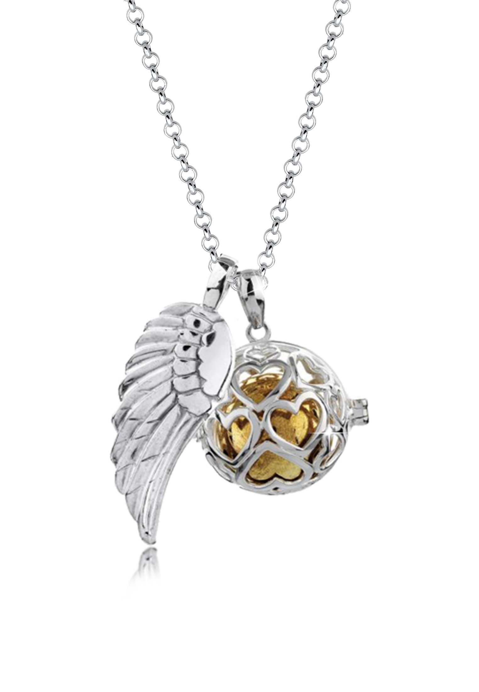 Nenalina Kette mit Anhänger »Engelsflüsterer Herz Flügel (25 mm) 925 Silber«