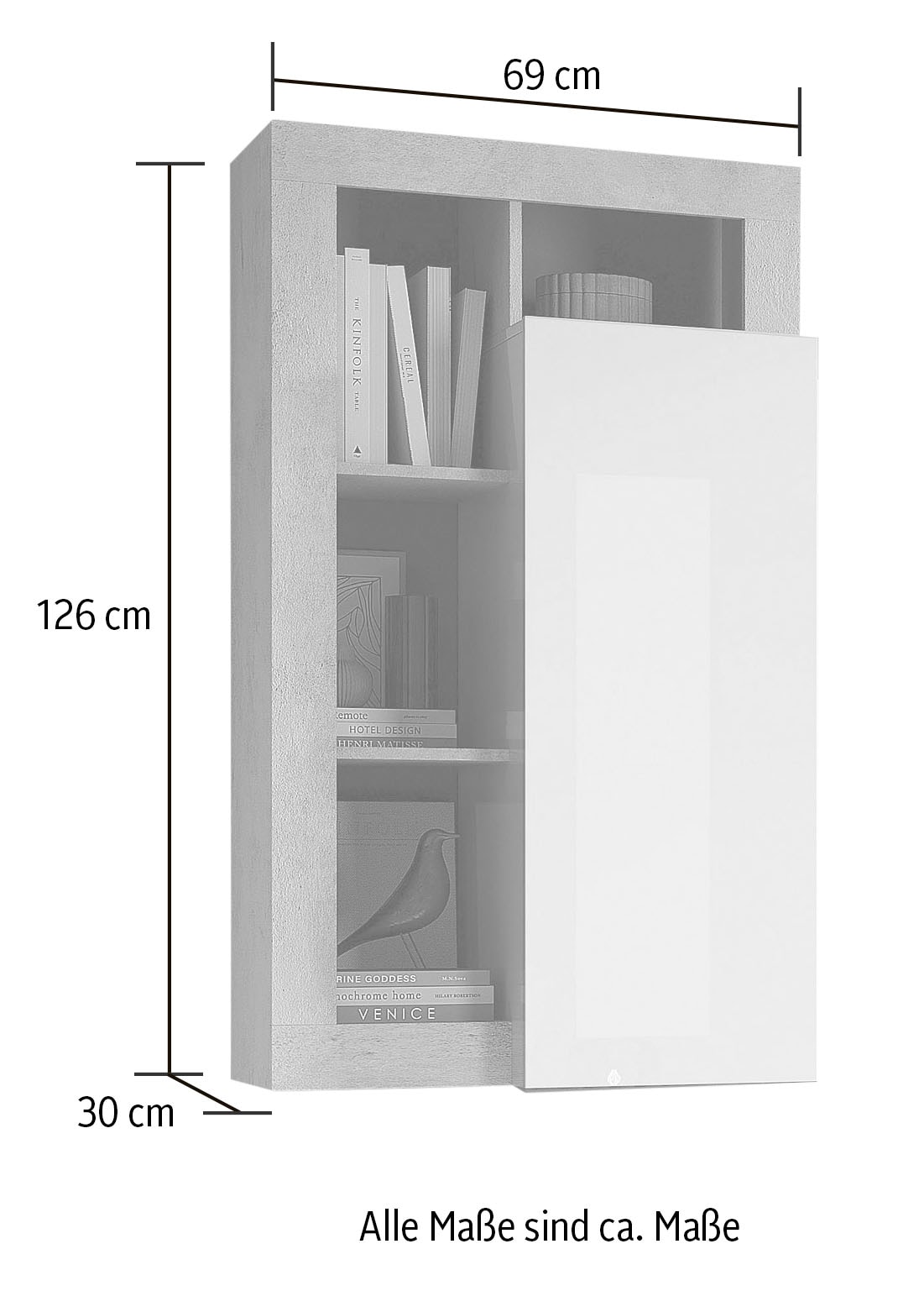 INOSIGN Hängevitrine »Hamburg, Breite 69 cm«, Höhe 126 cm