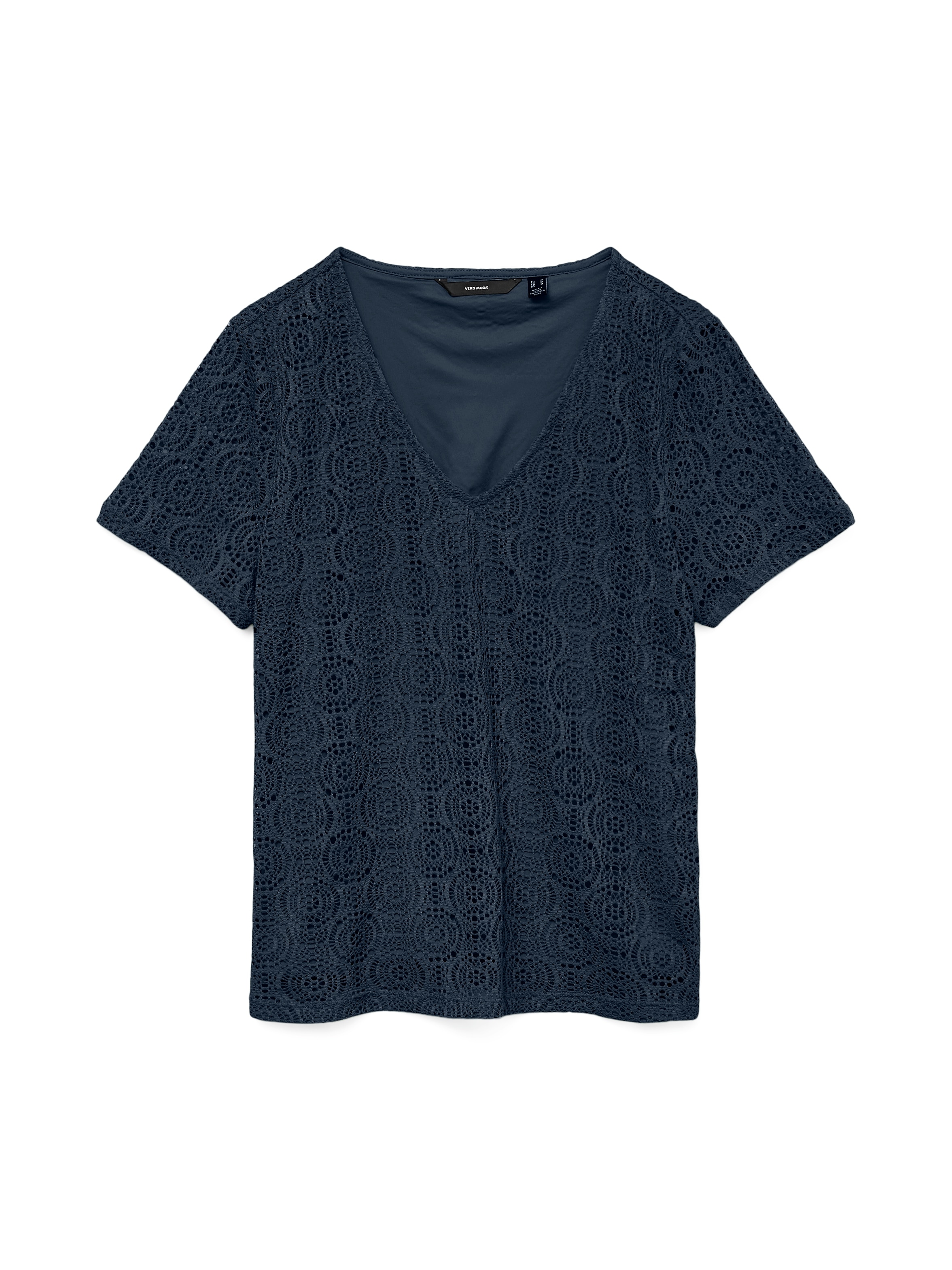 Vero Moda V-Shirt »VMMAYA SS V NECK TOP JRS« Materialmix, regular fit, Spitze