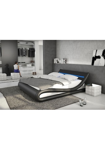 SalesFever Polsterbett, mit LED-Beleuchtung, Kunstleder, Design Bett in moderner Form kaufen