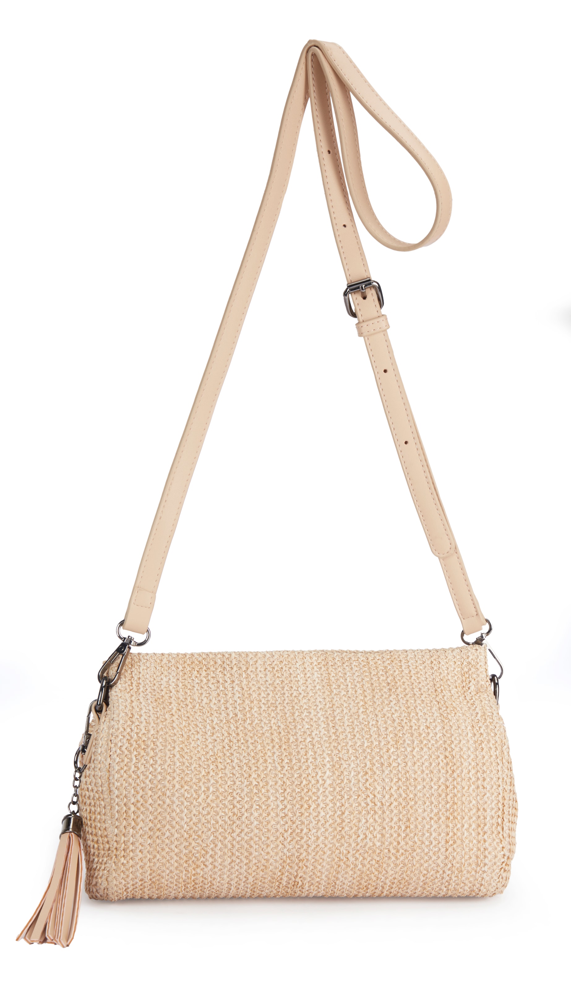 Vivance Umhängetasche »Clutch« Handtasche,Schultertasche,Tragetasche,Crossbody Bag, Bast-Optik VEGAN