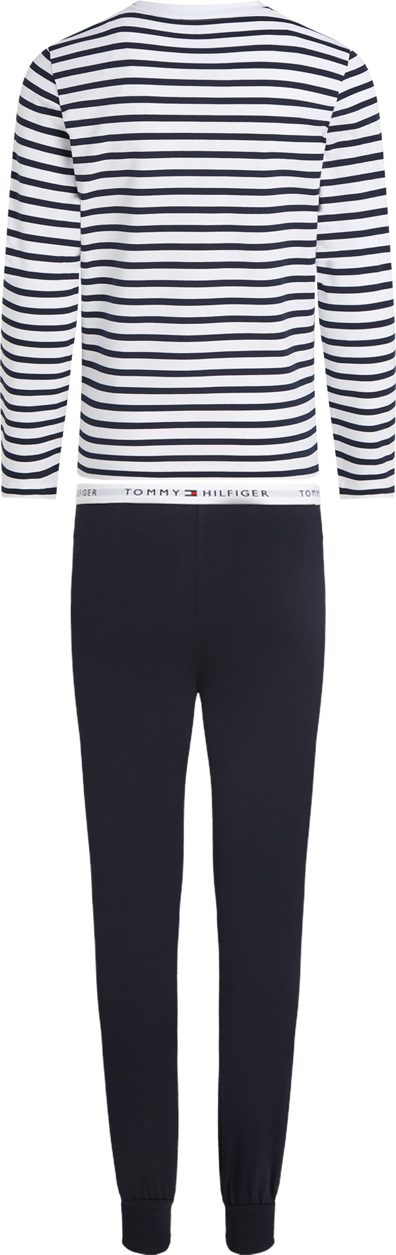 Tommy Hilfiger Underwear Schlafanzug »LS PJ CUFFED SET PRINT«, (Set, 2 tlg.), Bündchen an Bein, regular fit, Rundhals