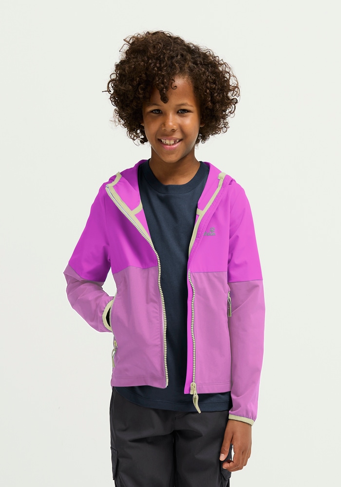 Jack Wolfskin Softshelljacke »SANDBIRD HOODED JKT K« mit Kapuze Winddicht, atmungsaktiv, Übergangsjacke