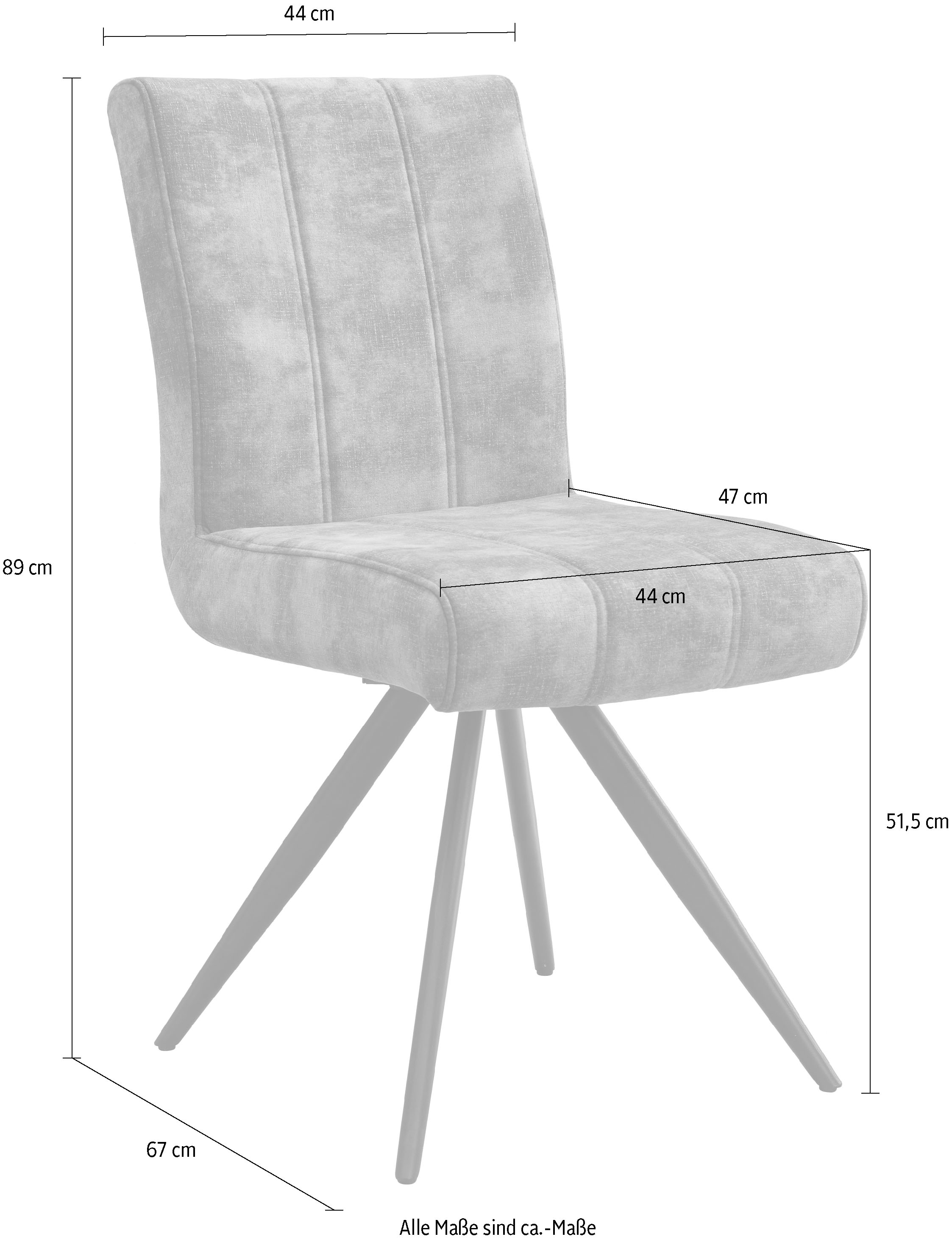 HELA Drehstuhl »PORTO« (Set) 1 Stk.4-Fuß, 360° drehbar, Federkorb, Vintage Velvet Optik, mit Griff