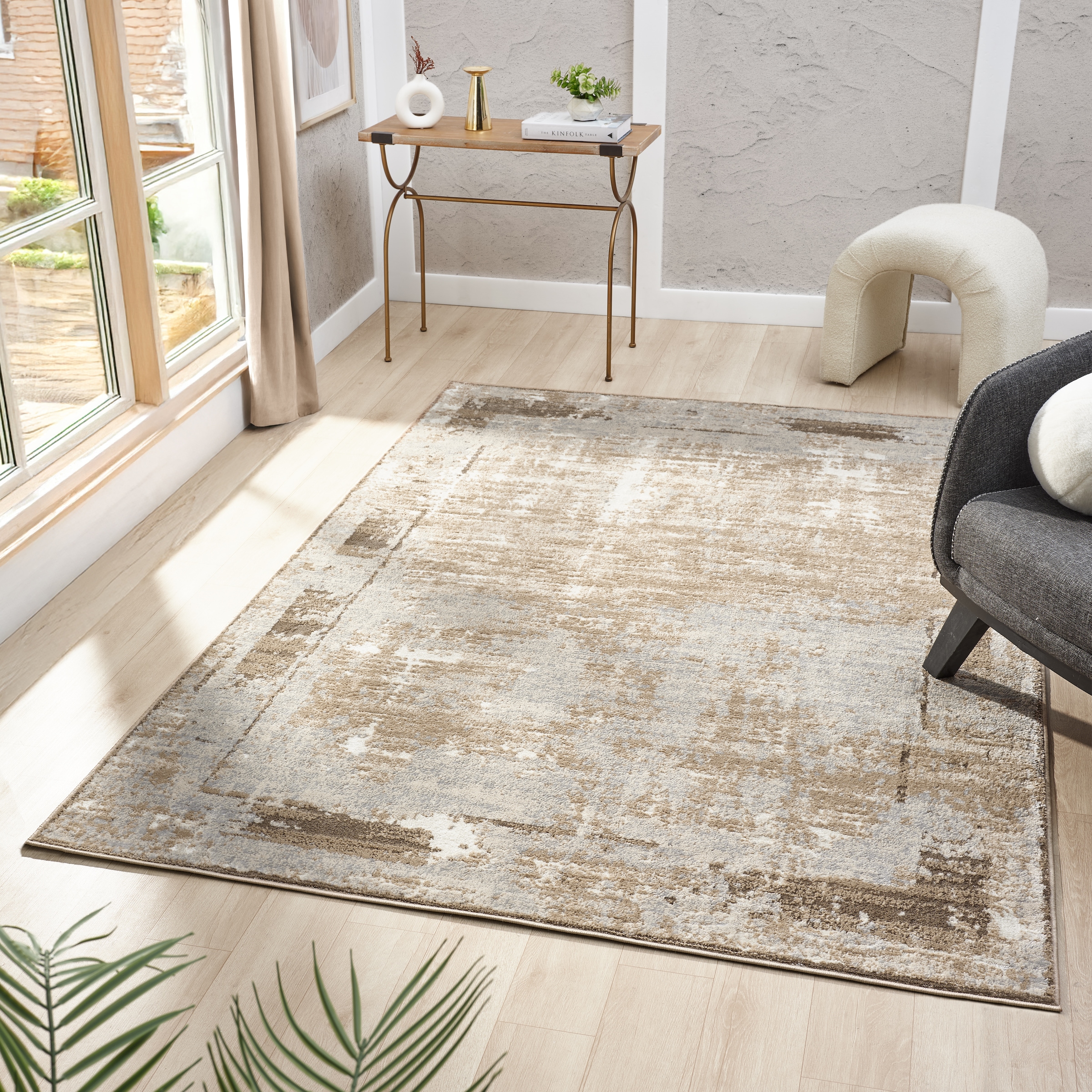 OTTO home Teppich »Hamsa, Designer-Teppich« rechteckig 9 mm Höhe dezenter Glanz, Schrumpf-Garn-Effekt, im Vintage-Look, dichte Qualität