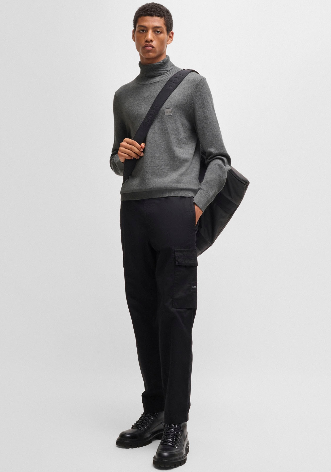 BOSS ORANGE Strickpullover »Akiro«, mit kleinem Stehkragen