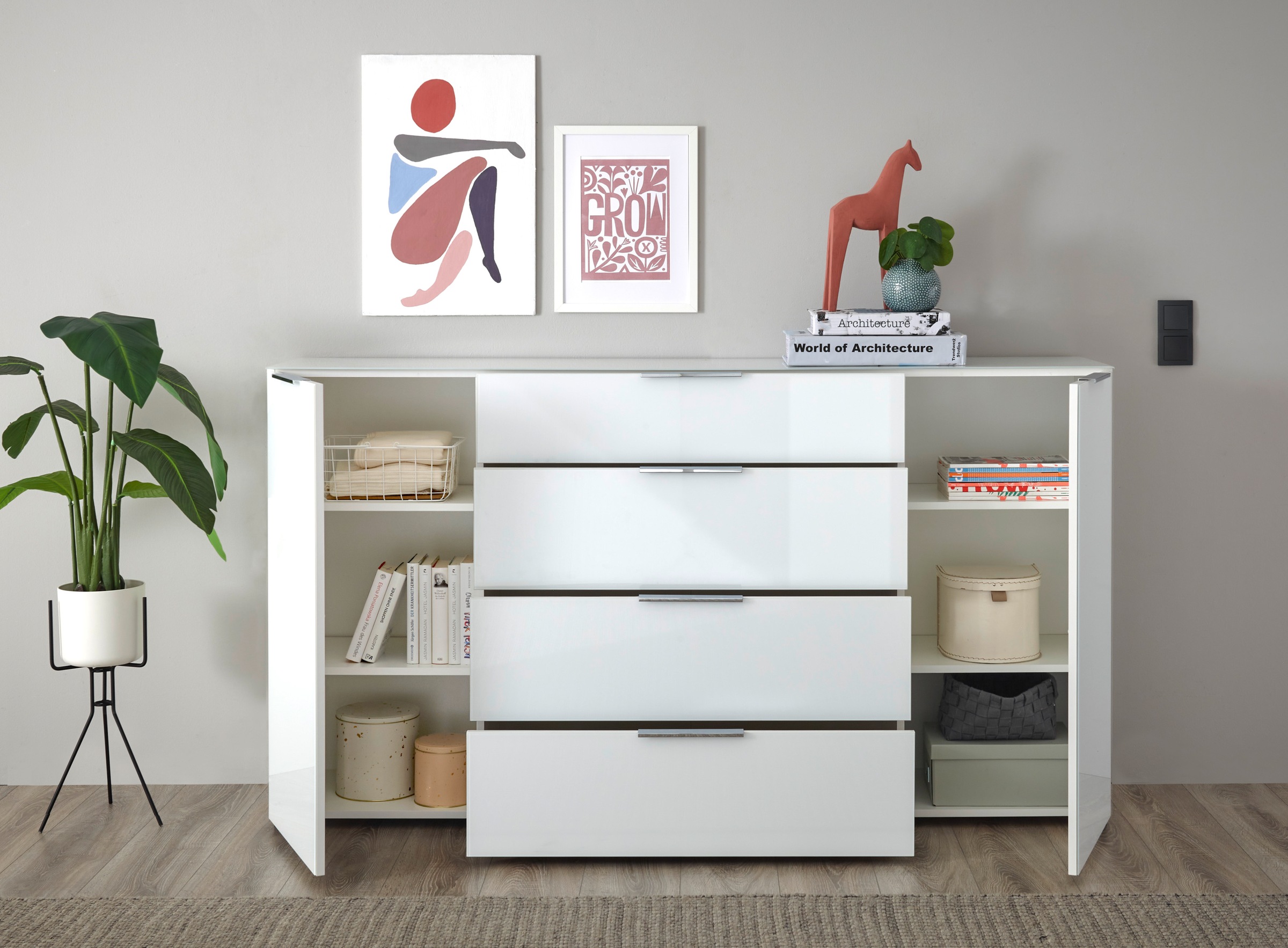 HBZ Kommode »Santorin, BxHxT 180x99x40 cm«, (1 St.), Breite 180cm, Softclose für Türen und Schubkästen, Melaminbeschichtung