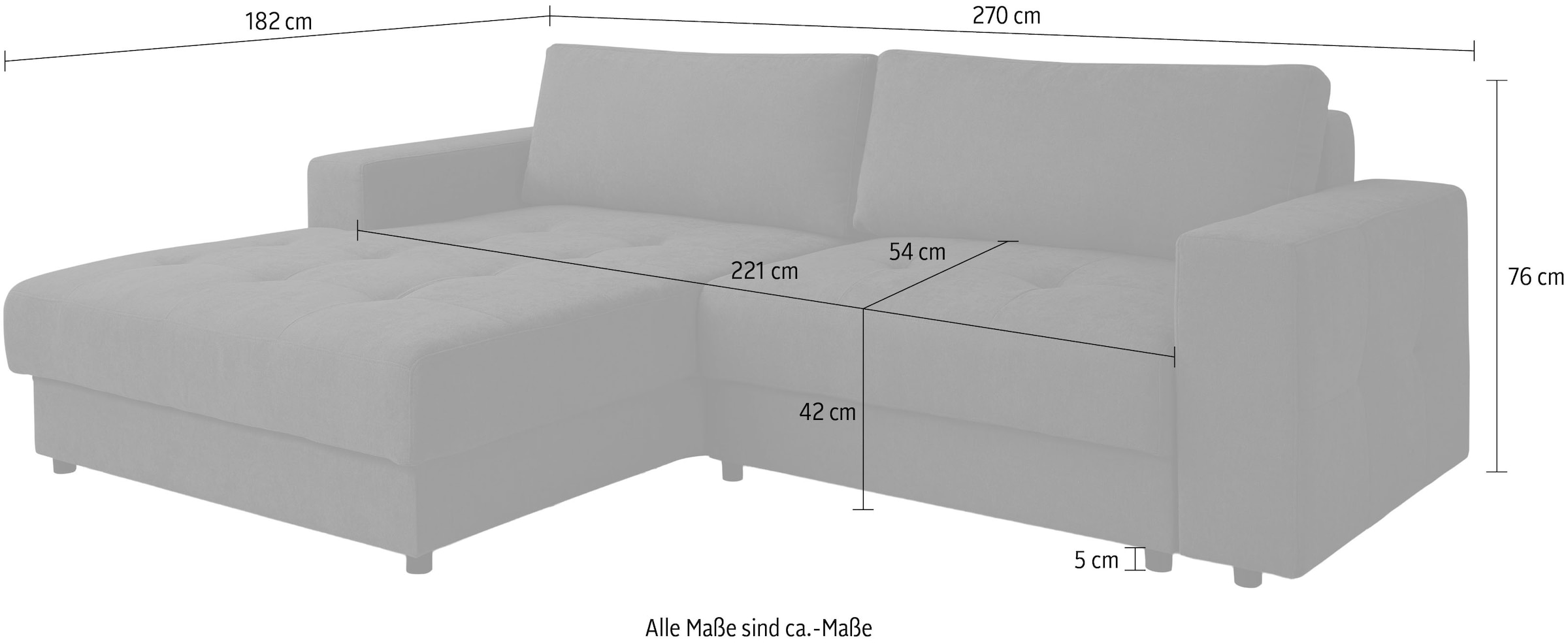 WERK2 Ecksofa »Indiana inkl. Bettfunktion & Bettkasten, bequem, Breite 270cm, L-Form« Moderne, elegante Polsterecke, Komfortpolsterung und losen Kissen.