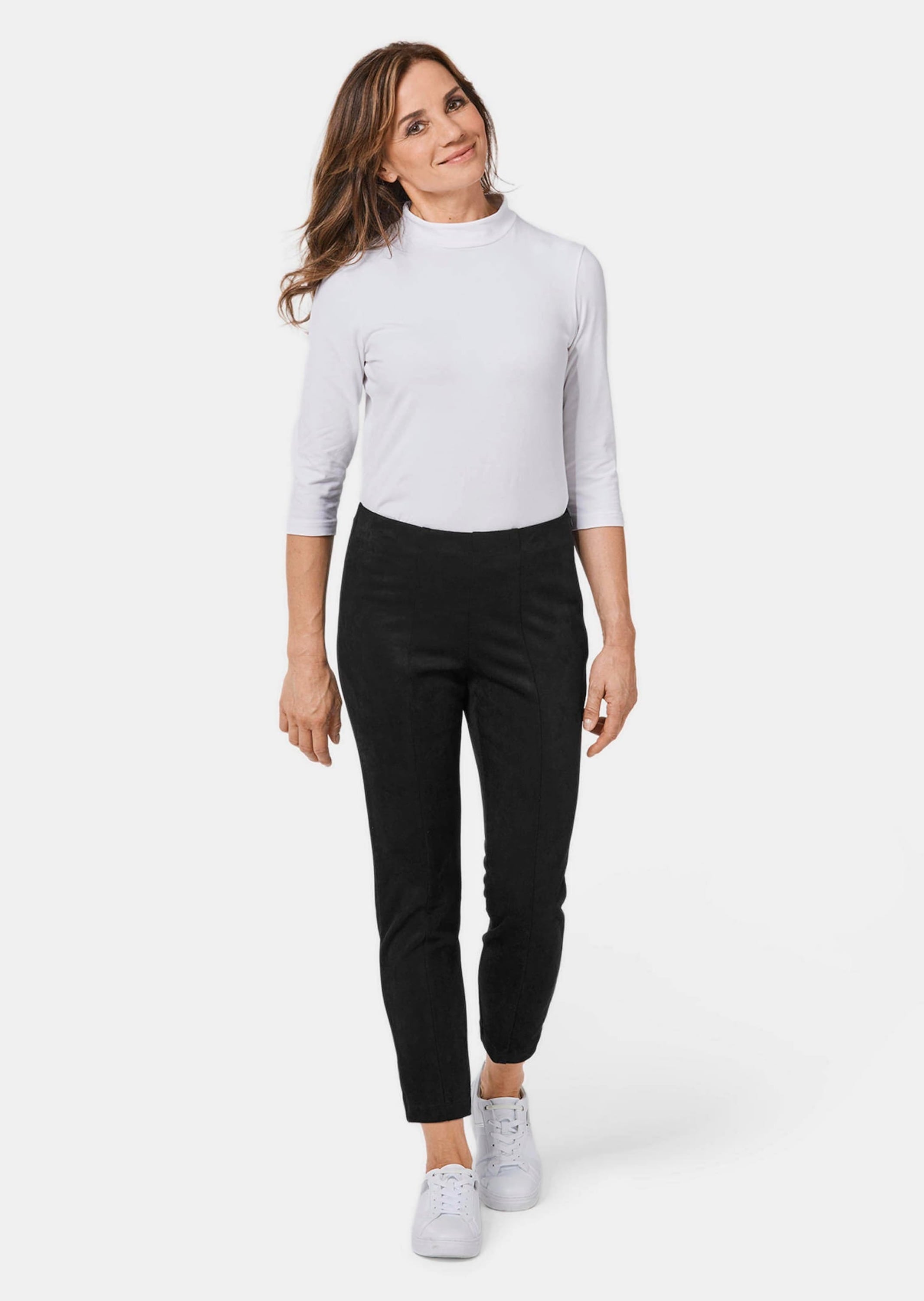 GOLDNER 2-in-1-Hose »Moderne Leggings in trendigem Velourslederimitat«