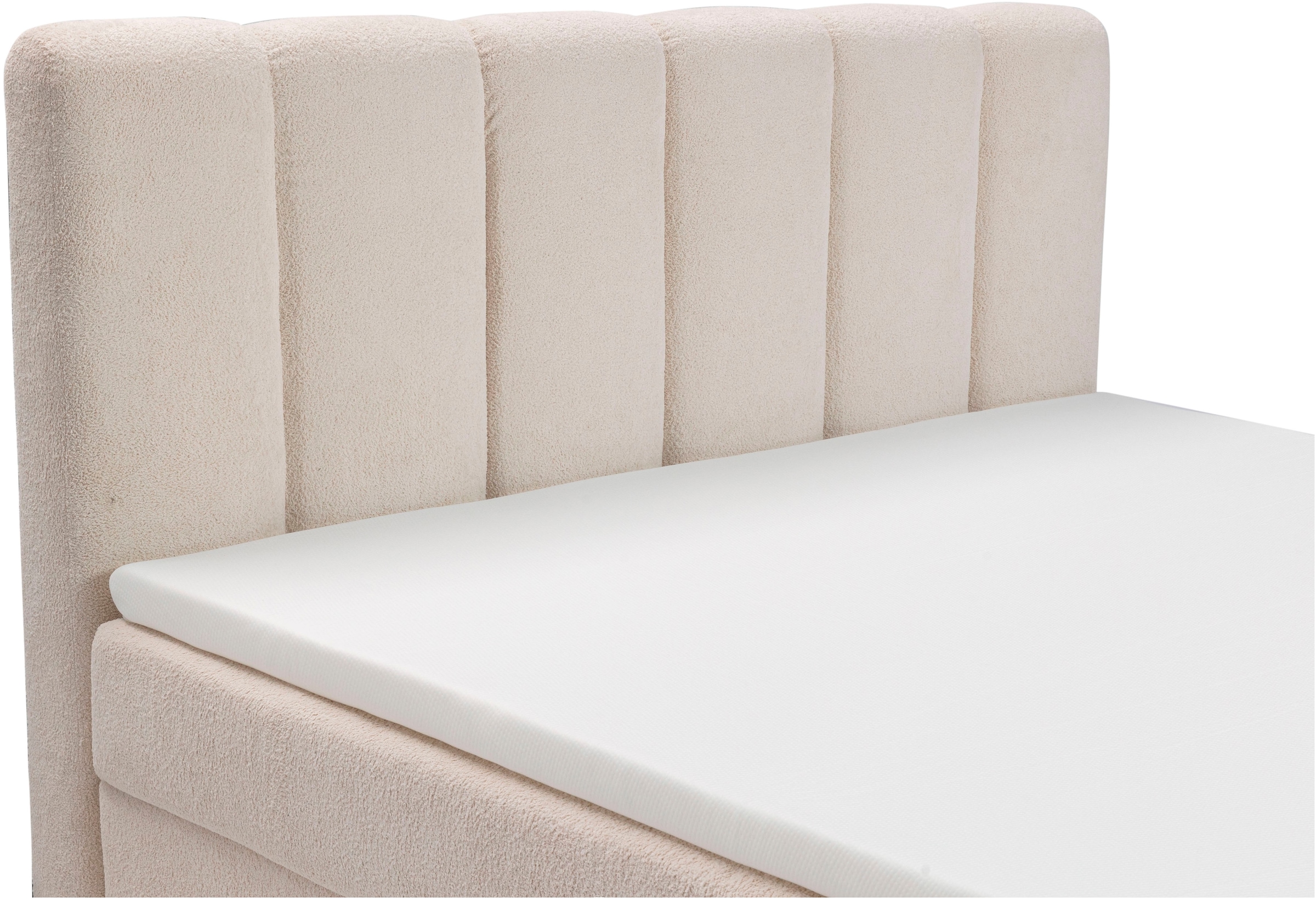 OTTO home Boxbett »MIMMIE, Polsterbett mit Bettkasten, Liegefläche 180x200cm« mit Komfortschaum-Topper, Chenille-Bezug