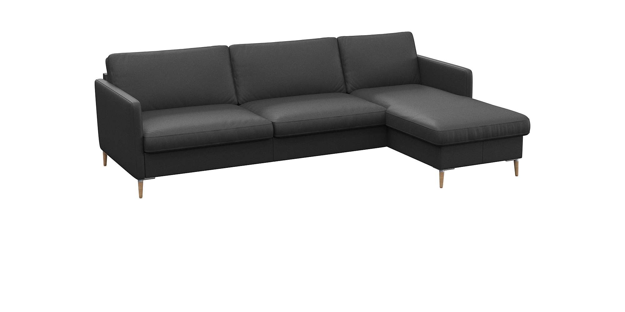 FLEXLUX Ecksofa »Fiore, super Sitzkomfort durch Kaltschaum im Sitz, L-Form«, schmale Armlehnen, Füße Alu+ Eiche