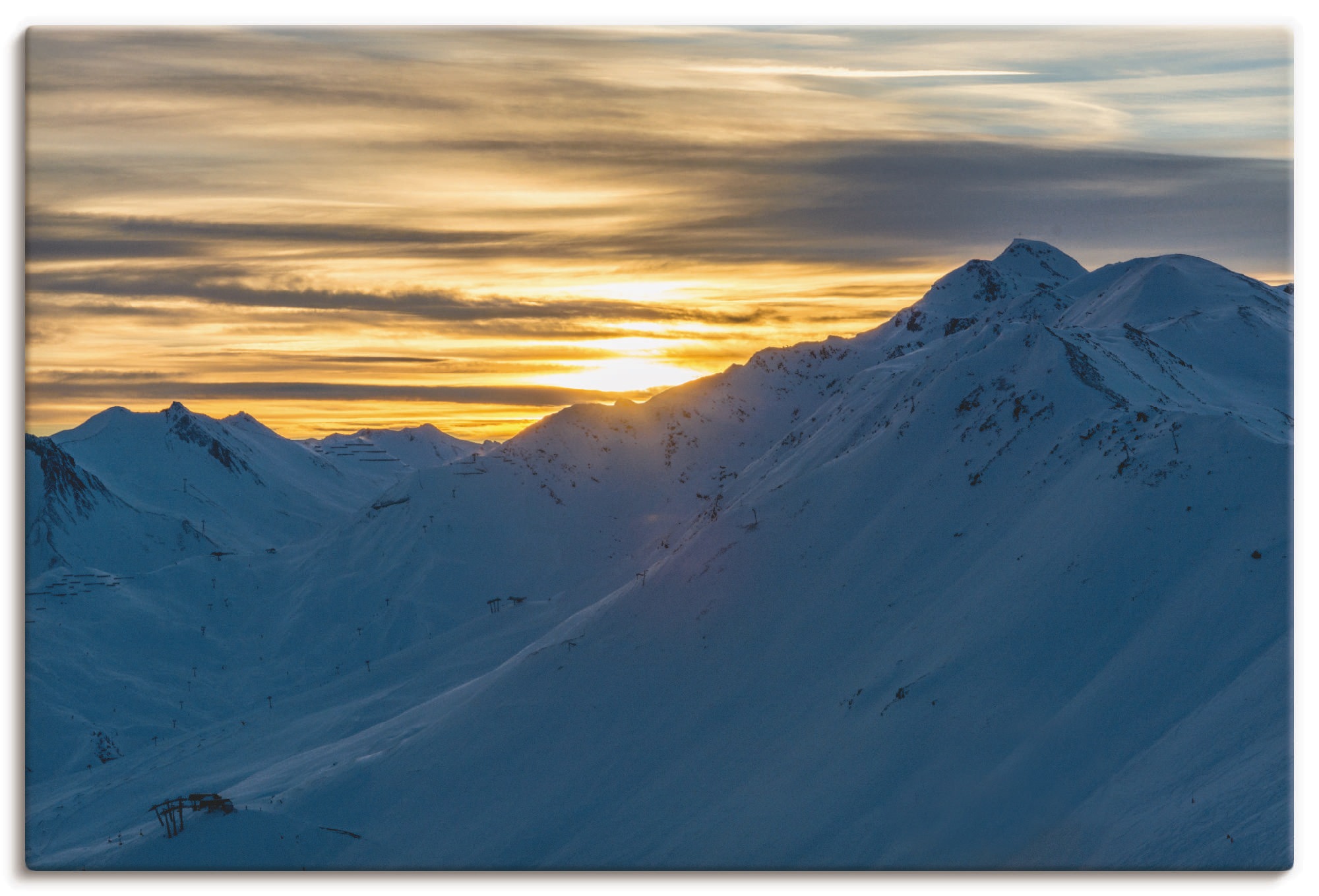 Artland Wandbild »Sonnenuntergang über Bergen«, Berge, (1 St.), in vielen Größen & Produktarten - Alubild / Outdoorbild für den Außenbereich, Leinwandbild, Poster, Wandaufkleber / Wandtattoo auch für Badezimmer geeignet