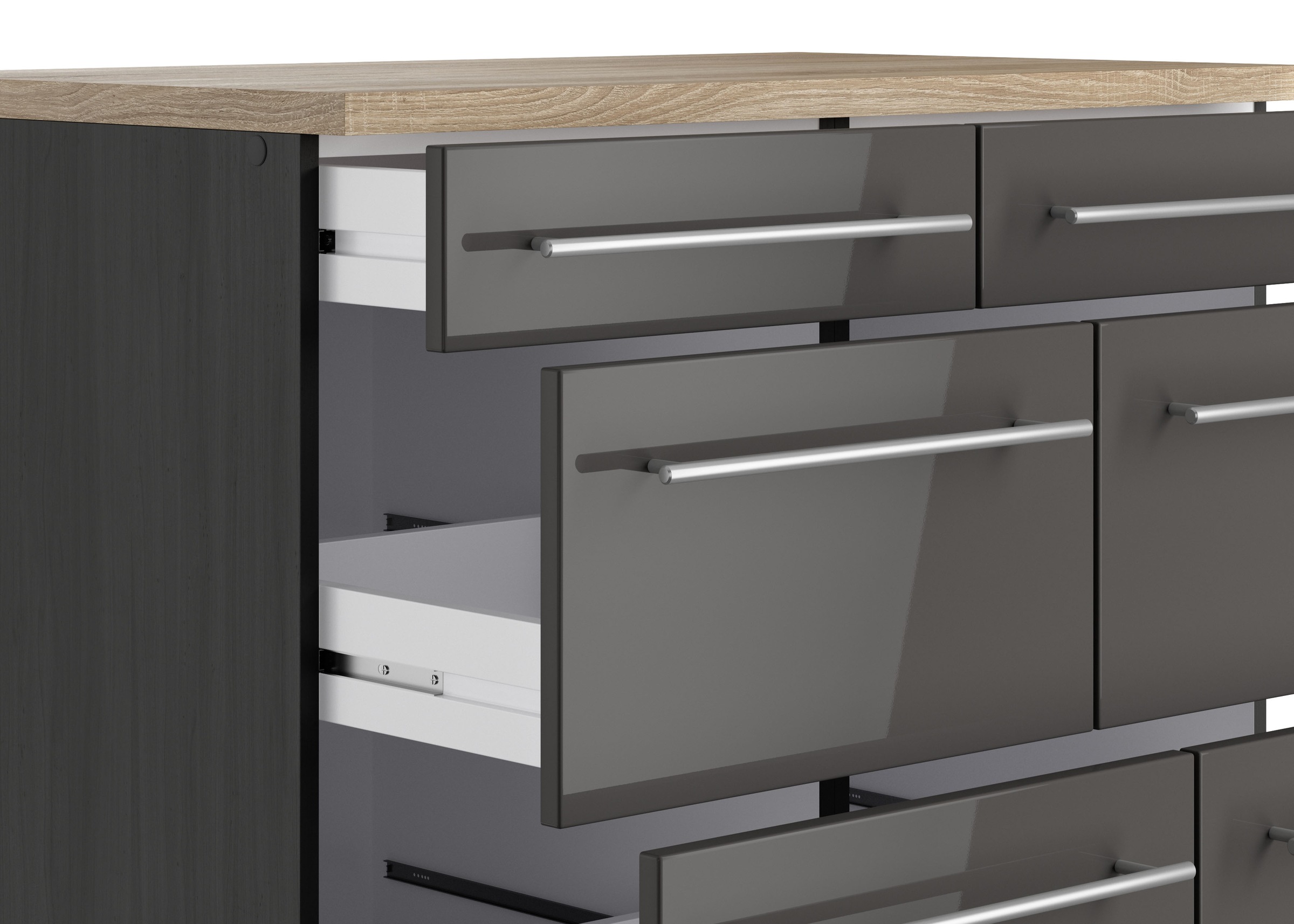 KOCHSTATION Unterschrank »KS-Wien« edel aussehende gestiftete Fronten