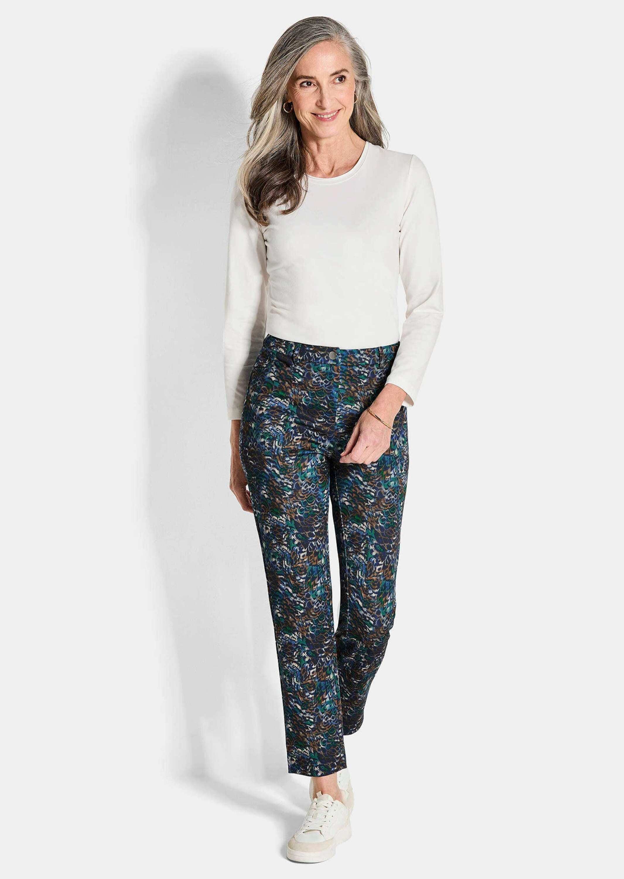 GOLDNER Stoffhose »Kurzgröße Knöchellange Stretch-Druckhose LOUISA«