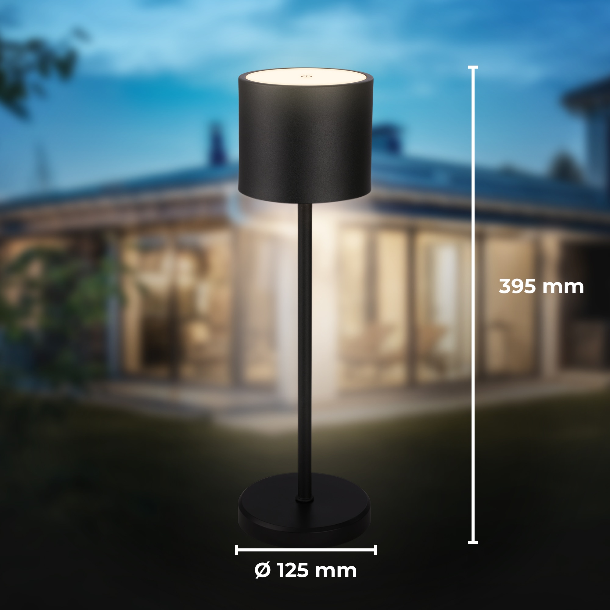 B.K.Licht Außen-Tischleuchte »BK_TL1608 Akku Tischlampe mit Ladestation, 3-Stufen Touchdimmer, IP44« LED-Modul 1 Stk. Extra-Warmweiß 3.000 K, 230 Lm, 2,5W, Akku wechselbar, max. 12h Leuchtdauer, Weiß