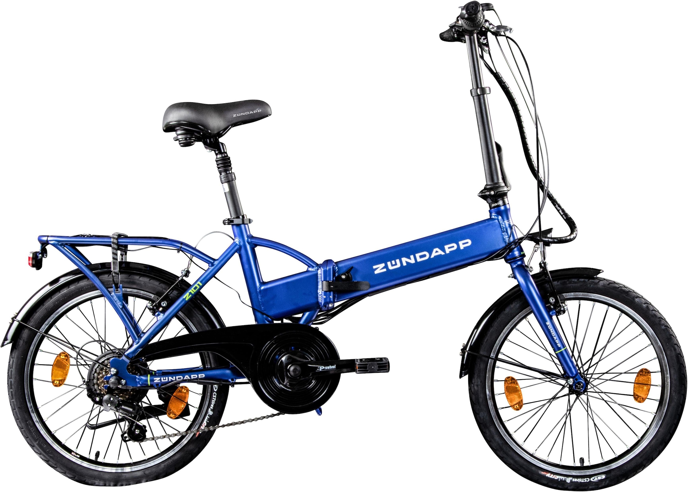 Zündapp »Z101« 6 Gang Shimano Tourney Schaltwerk Kettenschaltung Heckmotor 250 W Pedelec in blau, Größe 20 Zoll (50,80 cm)