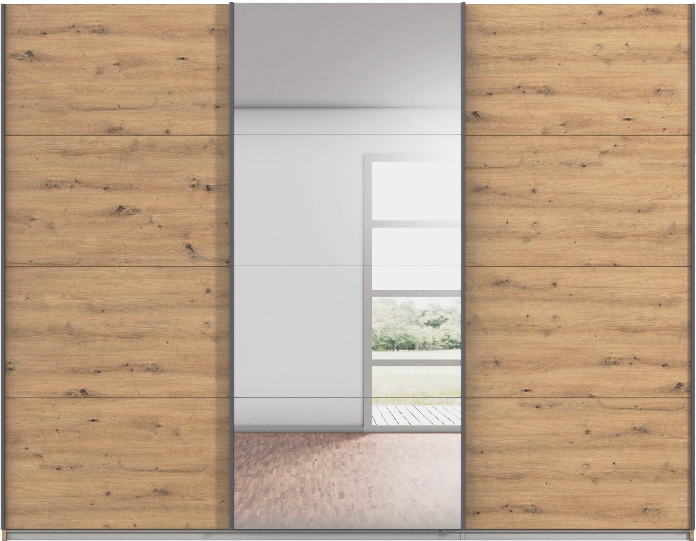 rauch Schwebetürenschrank »Kleiderschrank Schrank Garderobe AGORDO«, (in zwei Griff-Farben), Top Innenausstattung, in 4 Breiten und 2 Höhen MADE IN GERMANY
