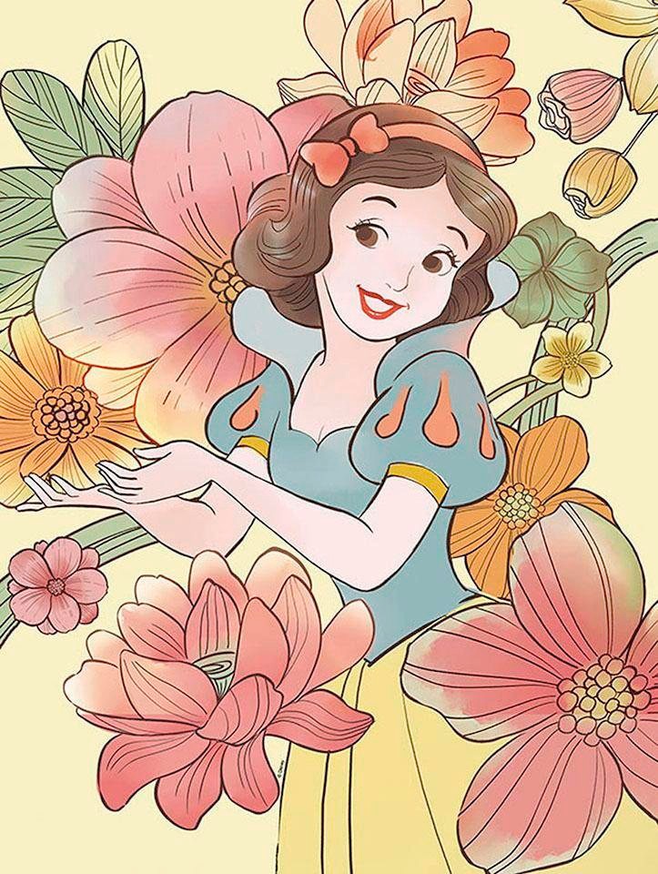 Komar Bild »Snow White Flowers«, Disney, (1 St.), Wandbild zur Dekoration im Kinderzimmer - ohne Rahmen