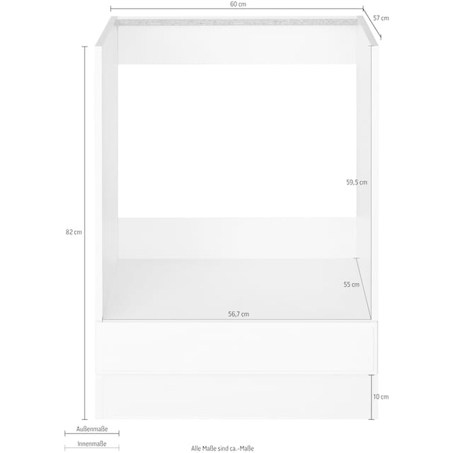 wiho Küchen Herdumbauschrank »Erla«, 60 cm breit mit Kassettenfront, ohne  Arbeitsplatte online kaufen