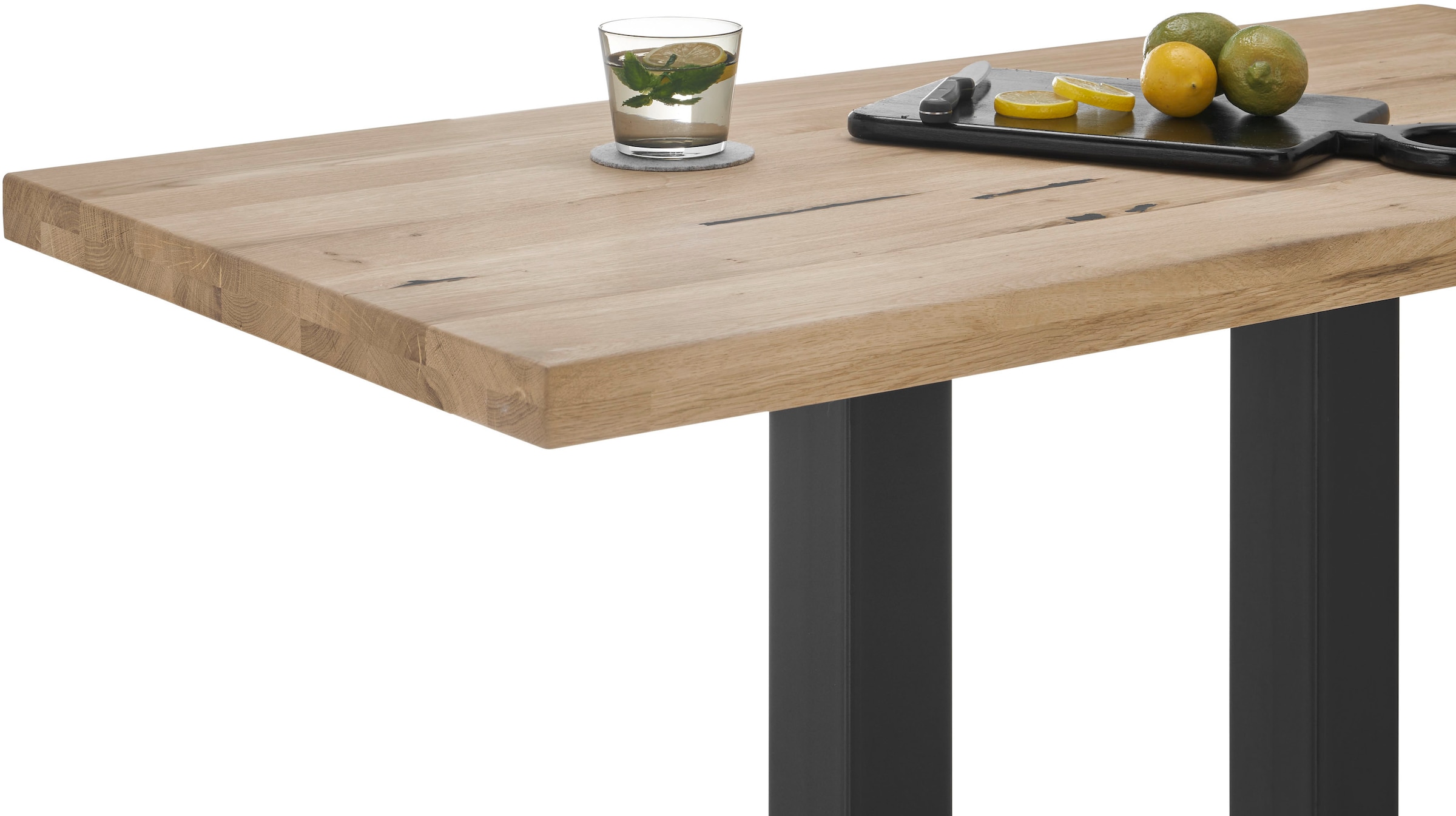 Stolkom Bartisch »Jay Eiche Massivholz geölt, Hochtisch BxHxT 120x104x60 cm«, Industrial Style Eiche Massivholz geölt durchgehende Lamelle
