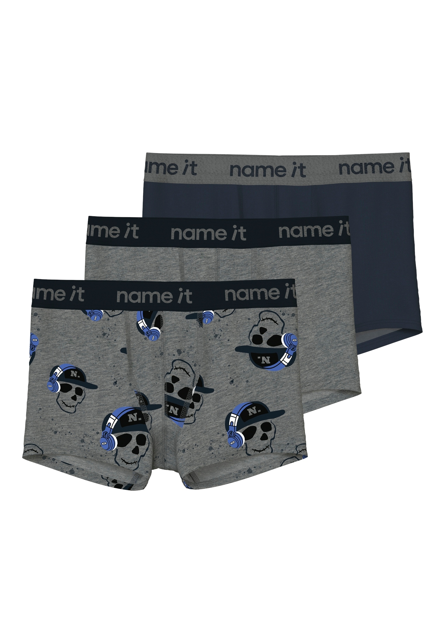 Name It Trunk »NKMBOXER 3P DARK GREY MEL SKULL NOOS«, (3 St.)