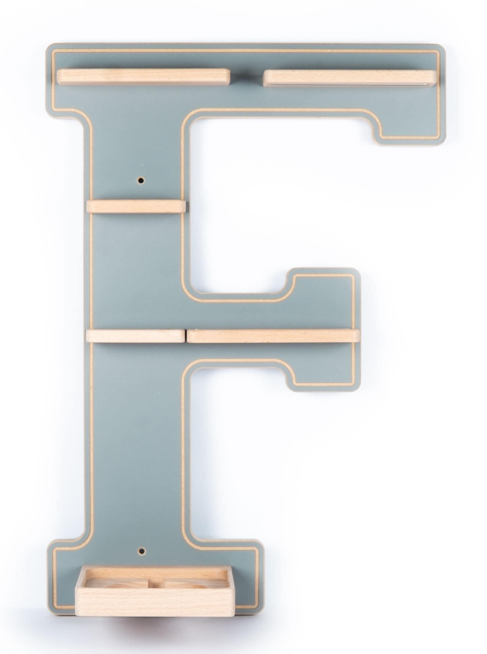 Boarti Wandregal »BOARTI Holzregal hängend | stylisches Regal | Maße: H. 54 x B. 38 x T. 19 cm | Elegantes Regal hängend | Aufbewahrungsregal | Bücherregal | Tonieregal - Buchstabe F«