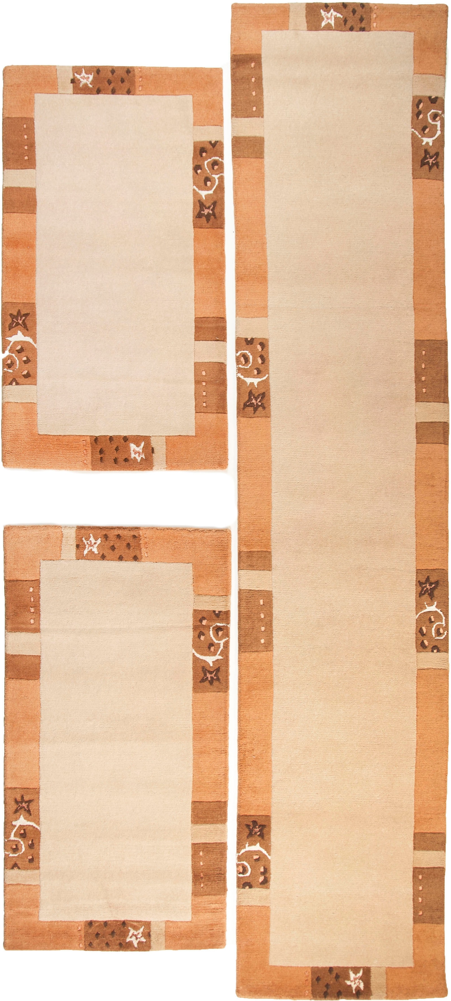 THEKO Bettumrandung »Royal Ganges« Höhe 13 mm 3 Stk. tlg. Bettvorleger, 3-teiliges Läufer-Set fürs Schlafzimmer, 100% Wolle