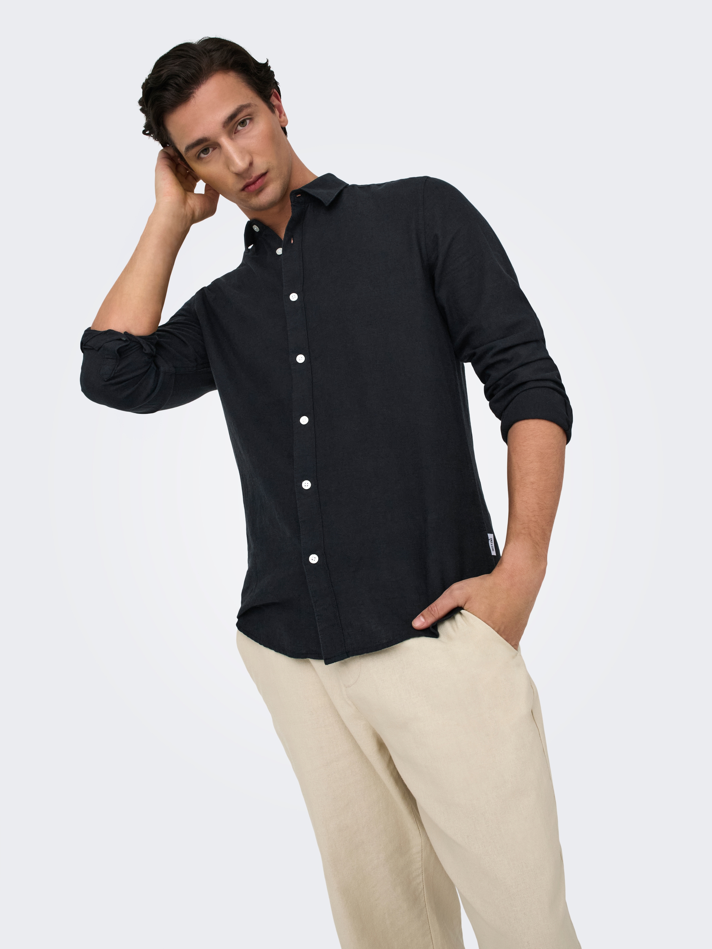 ONLY & SONS Langarmhemd »ONSCAIDEN LS SOLID LINEN SHIRT NOOS«