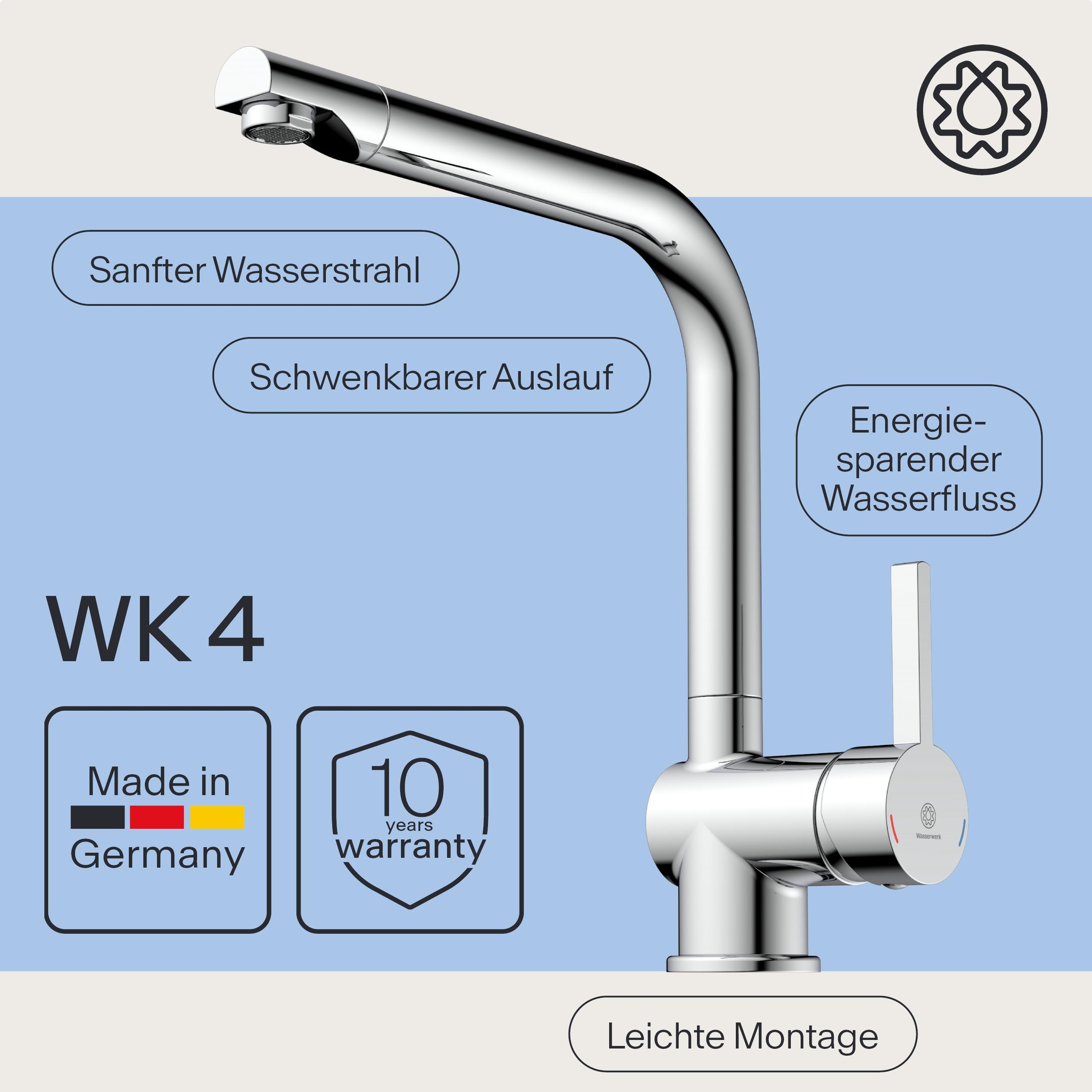 WASSERWERK Spültischarmatur »WK 4, Wasserhahn, Küche, Einhebelmischer«