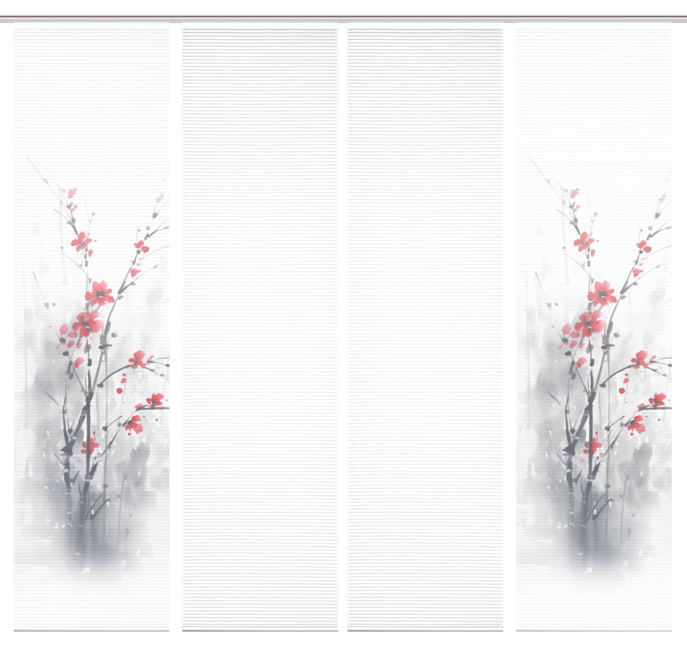 HOME in green Schiebegardine »BELMIRA« Paneelwagen 4 Stk. tlg. SET DIGITALDRUCK,BAMBUSOPTIK RECYCELT