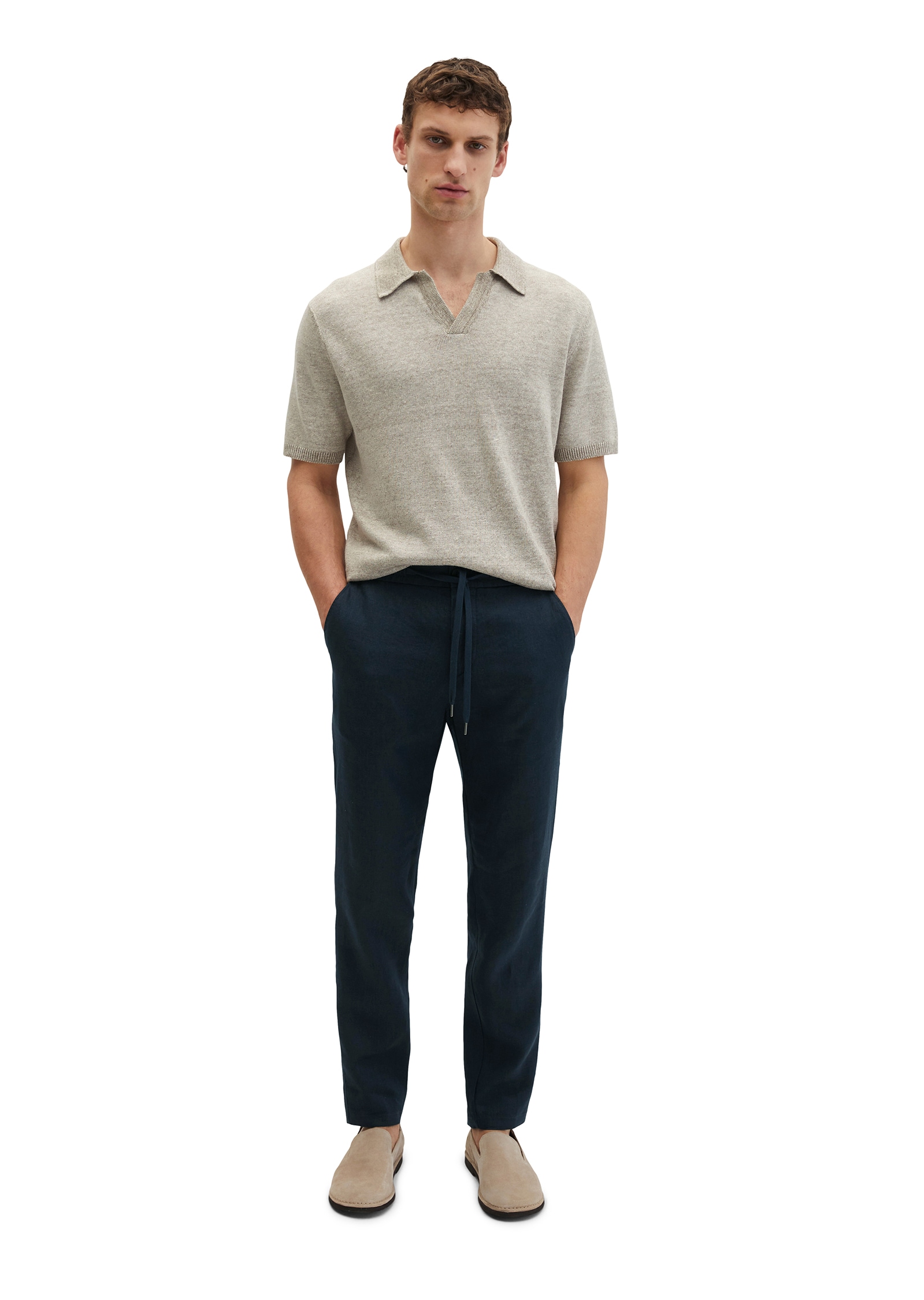 Marc O'Polo Poloshirt regular aus Bio-Baumwolle und Leinen