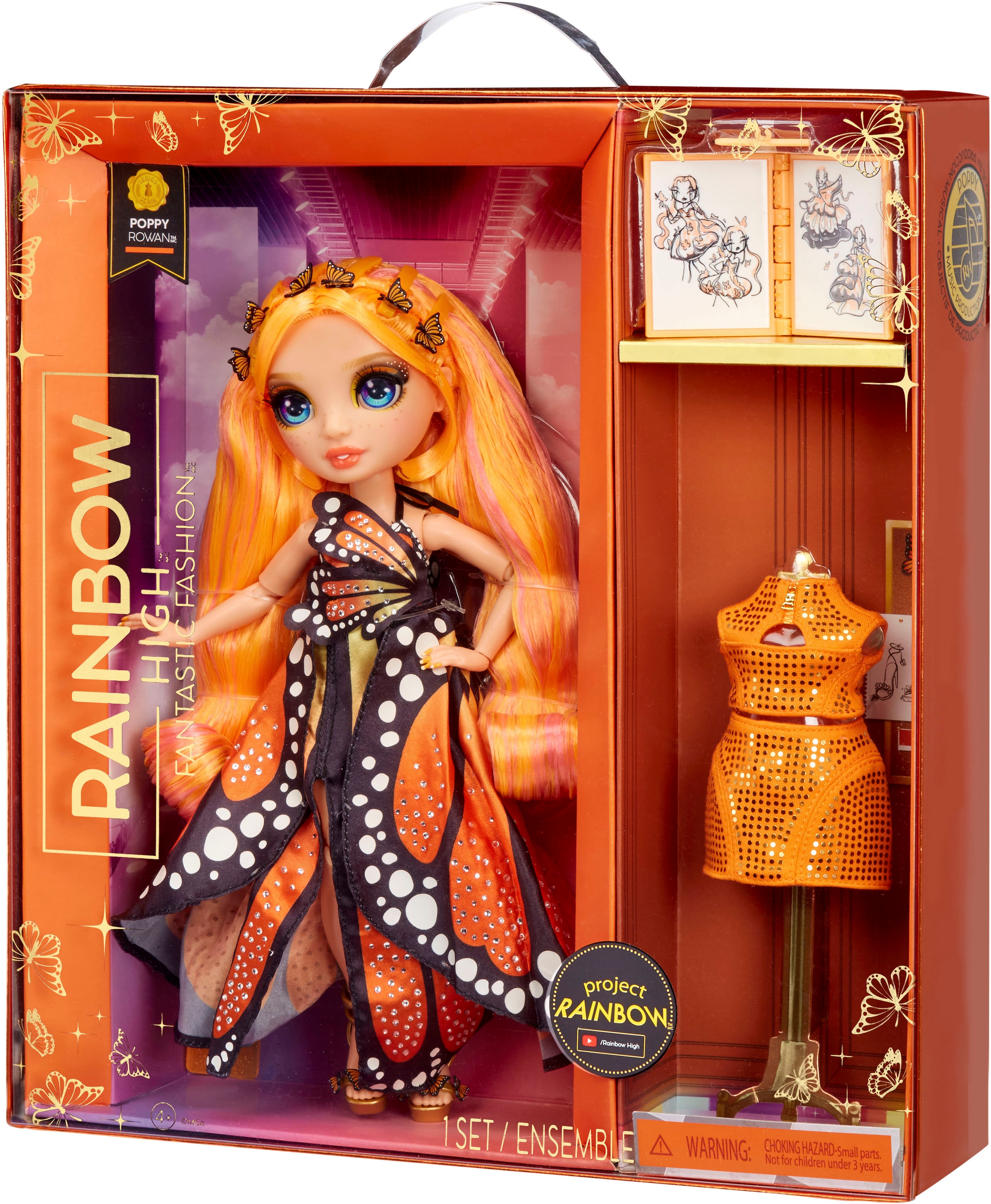 RAINBOW HIGH Anziehpuppe »Fantastic Fashion- Poppy (orange)«, inklusive 2. Outfit