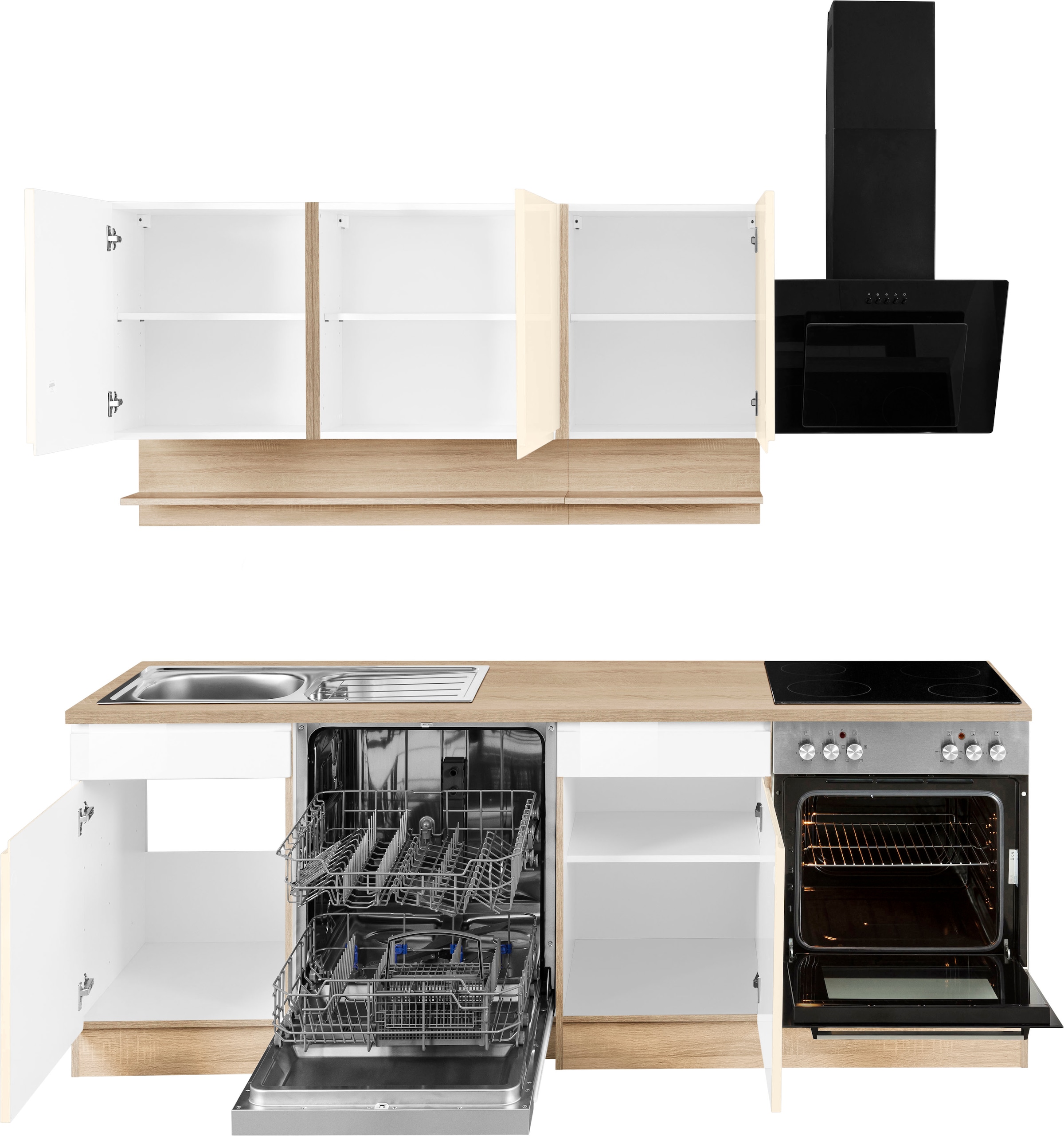 KOCHSTATION Küchenzeile »KS-Virginia« Breite 220 cm, wahlweise mit oder ohne E-Geräte