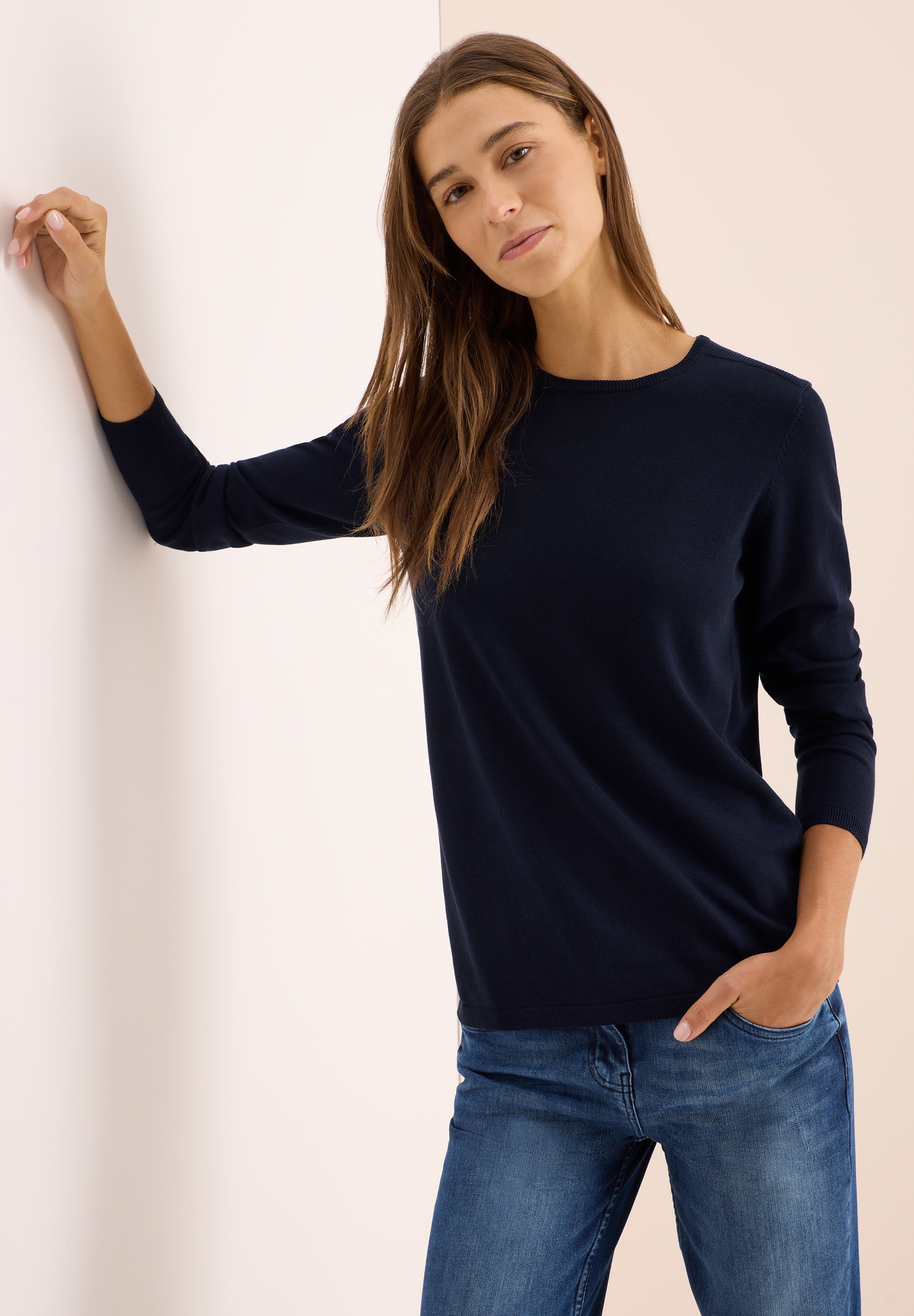 Cecil Strickpullover mit feinem Detail an der Schulter und Viskose-Anteil