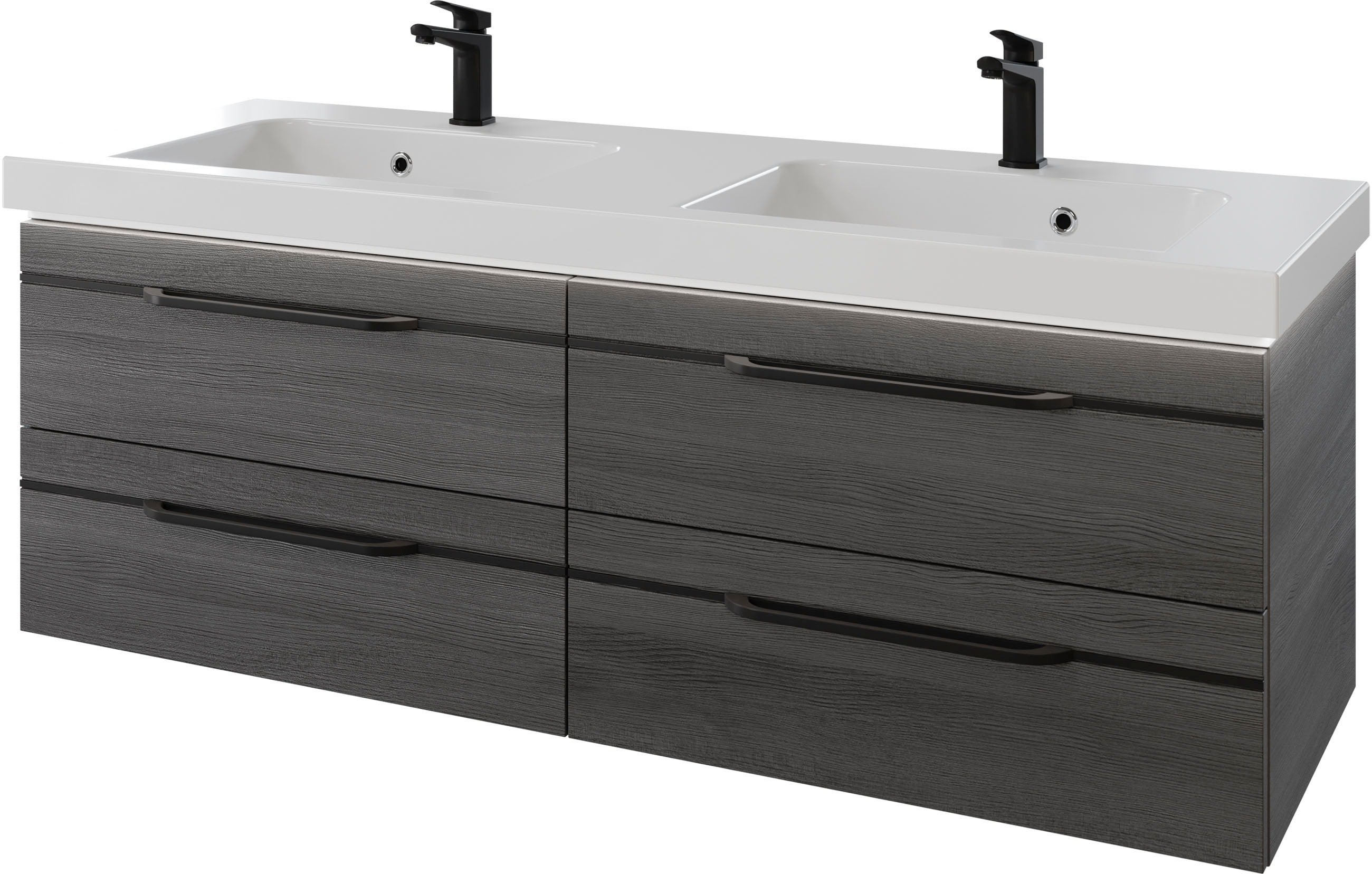 Saphir Waschtisch »Serie Balto Mineralmarmor-Waschtisch mit Unterschrank in grau, Größe B/H/T: 148,2 cm x 55,6 cm x 50,8 cm