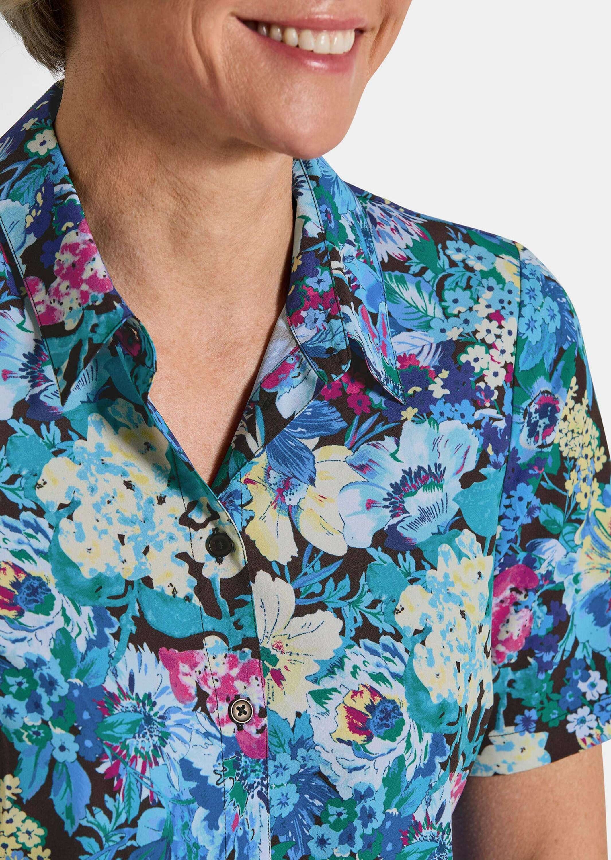 GOLDNER Hemdbluse »Kurzgröße Blusenshirt mit floralem Print« keine