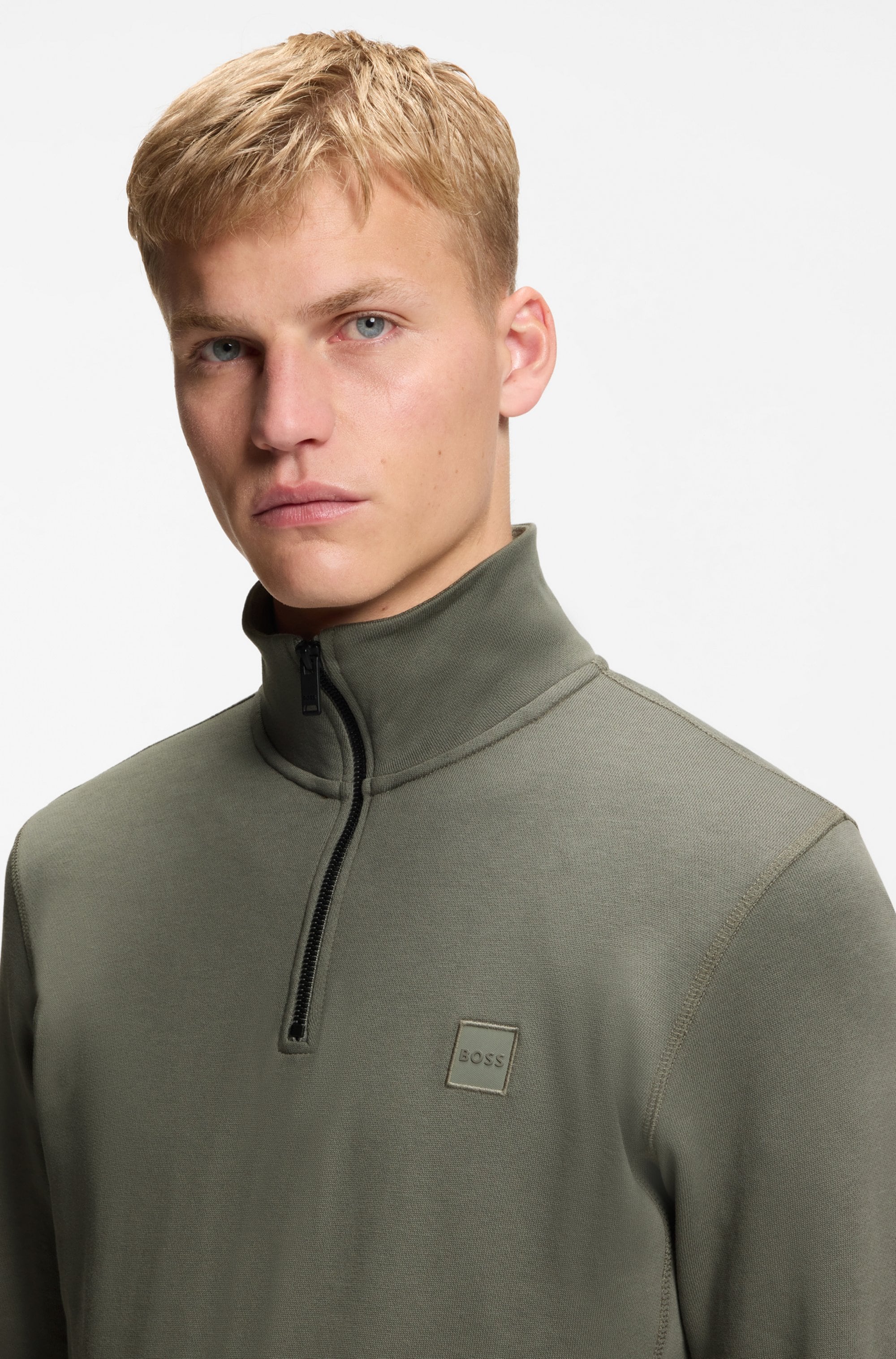 BOSS ORANGE Sweatshirt »Zetrust«, 1 tlg. Troyerkragen mit Reißverschluss, Regular Fit, BOSS-Label
