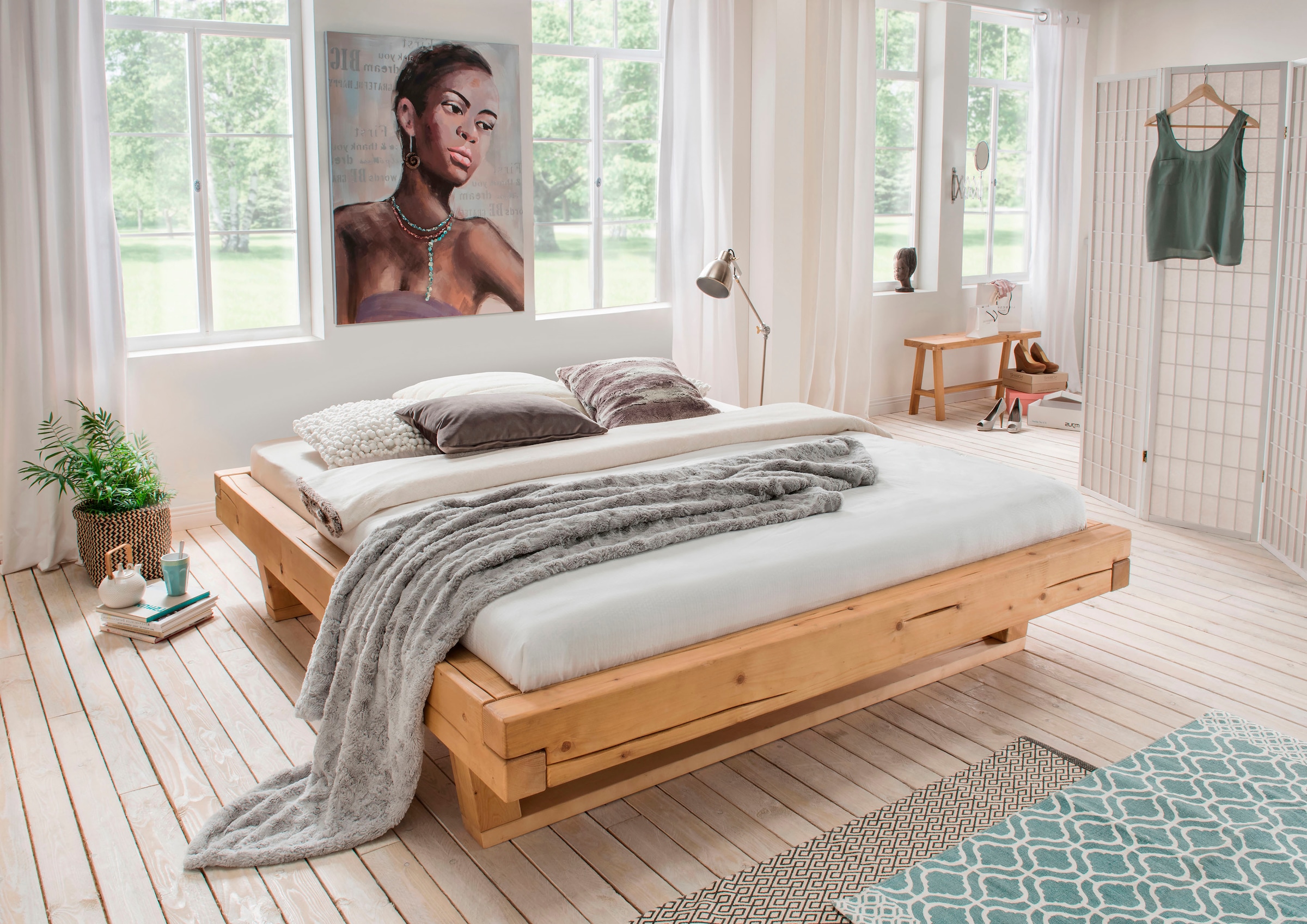 Home affaire Massivholzbett »Ultima, hohe Belastbarkeit, Futonbett ohne Kopfteil« 3 Stk. tlg. aus Eiche oder Fichte, FSC-zertifiziert, in vielen Breiten