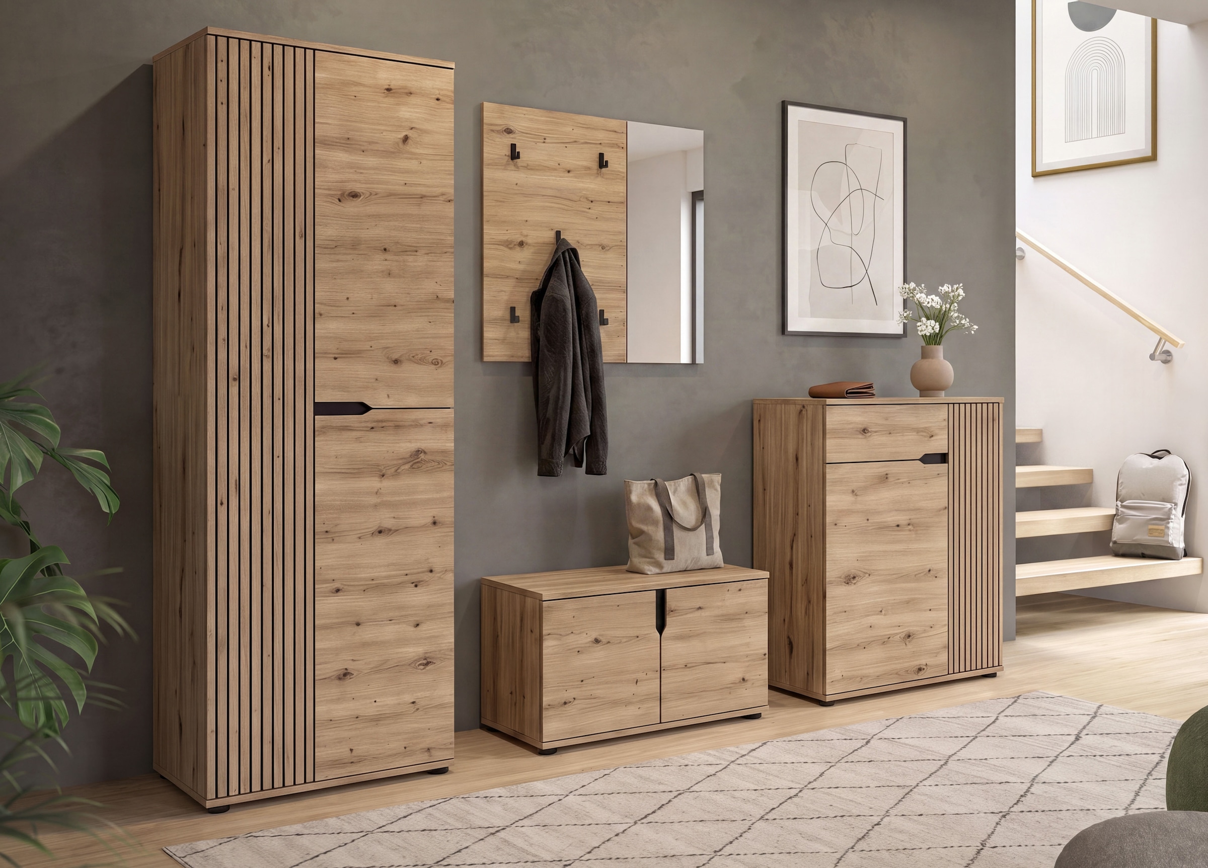 OTTO home Garderobenschrank »FJELL, Breite 65cm, 2 Türen, 4 Einlegeböden, 6 Fächer, 1 Kleiderstange« Kleiderschrank, Schrank, Dielenschrank, Flurschrank, Mehrzweckschrank
