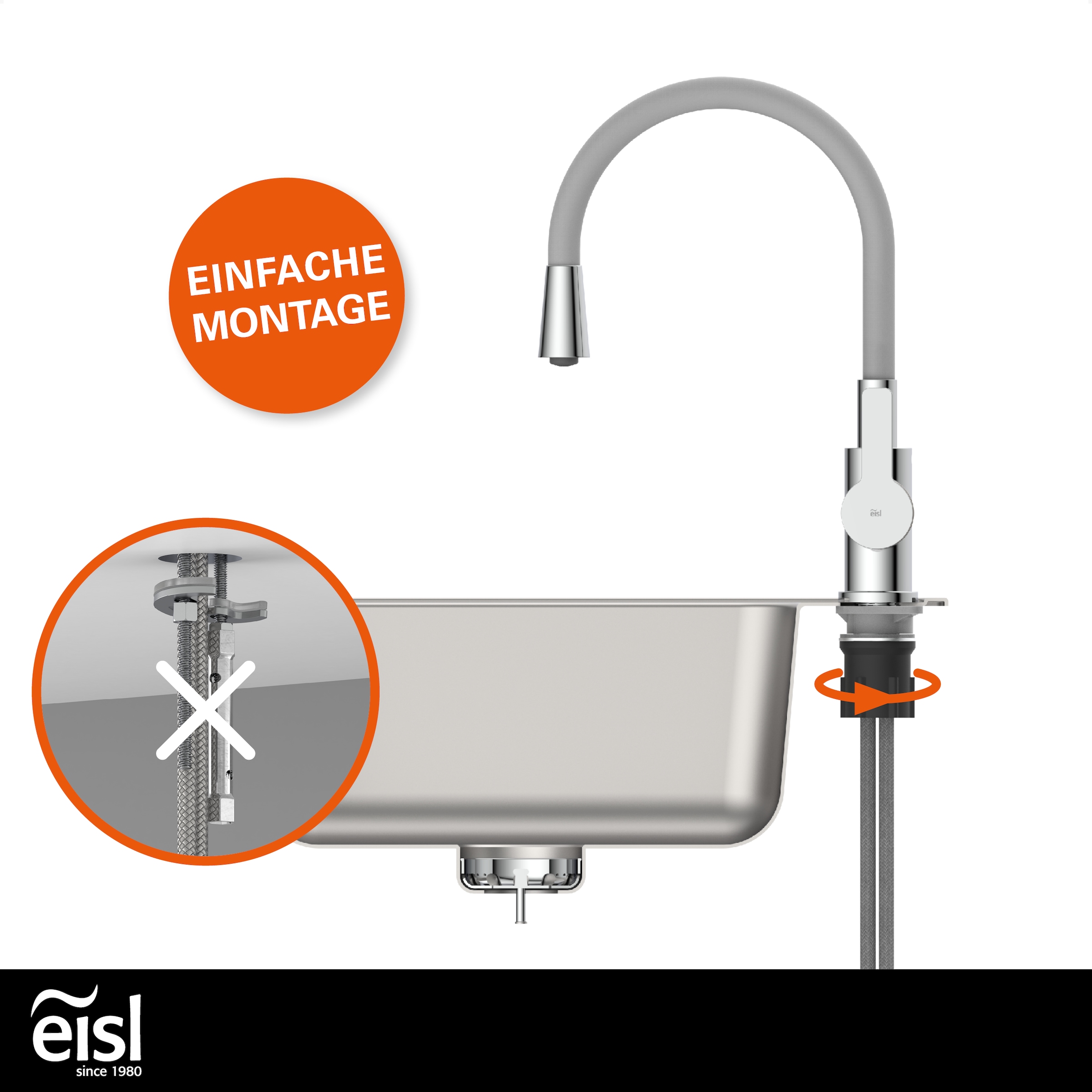 Eisl Spültischarmatur »Flexo« Küchenarmatur, flexibel, Soft-Touch, Eco-Click, Cold-Start, 360°