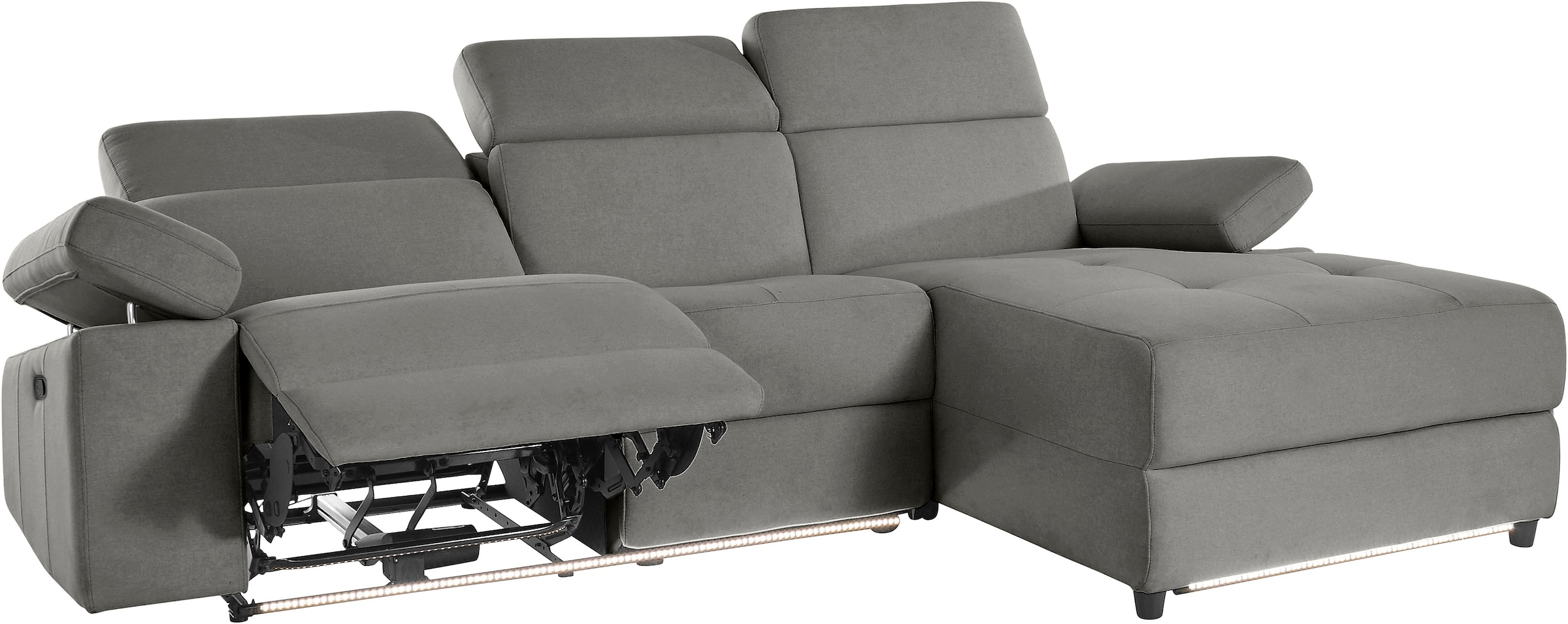 Places of Style Ecksofa »Kilado, L-Form,«, mit Relaxfunktion, verstellbarer Armlehne, Kopfteilverstellung