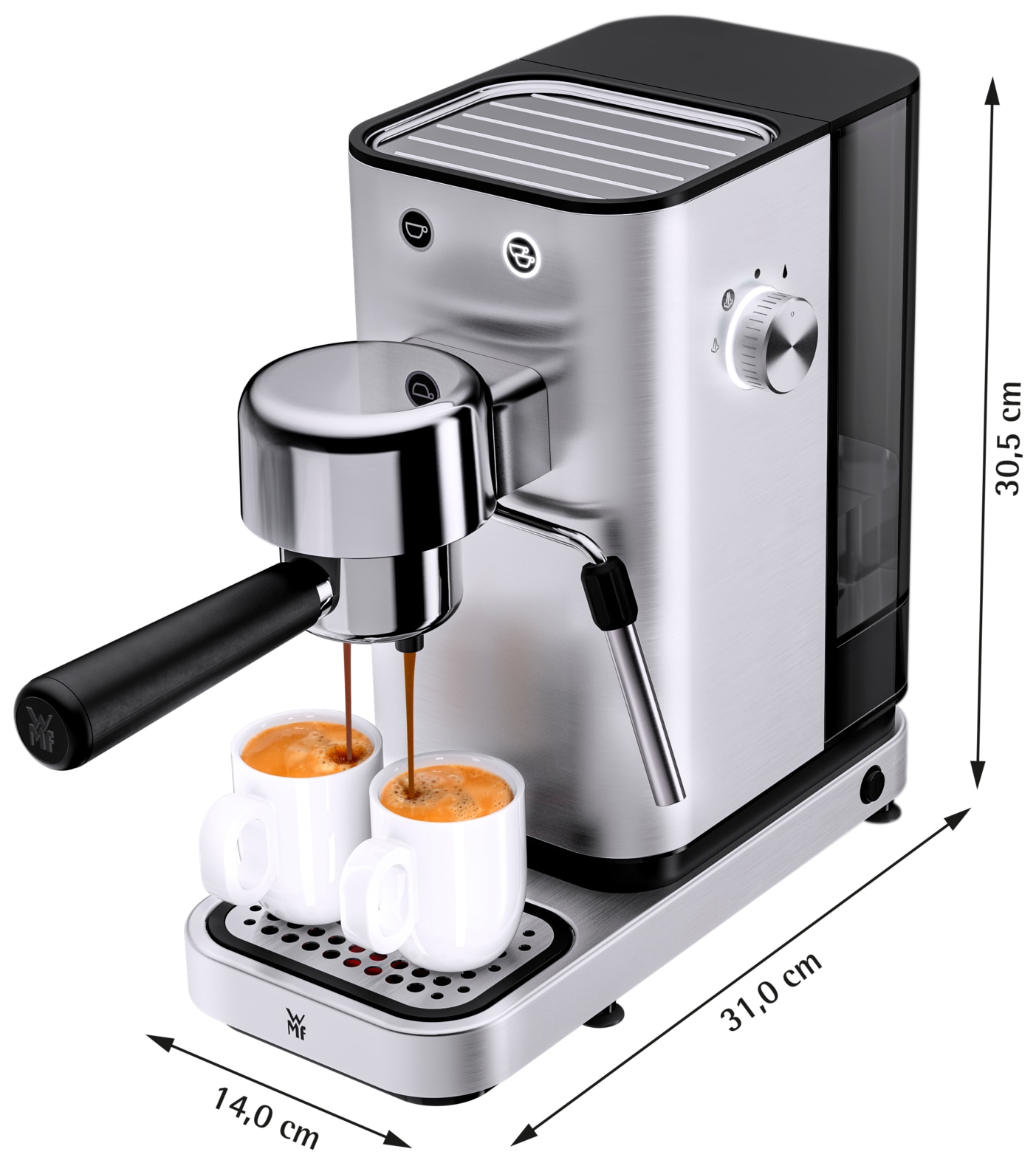 WMF Espressomaschine »LONO« kompakt, elegant, 15 bar, 1350 Watt, Milchschaumdüse, Cromargan
