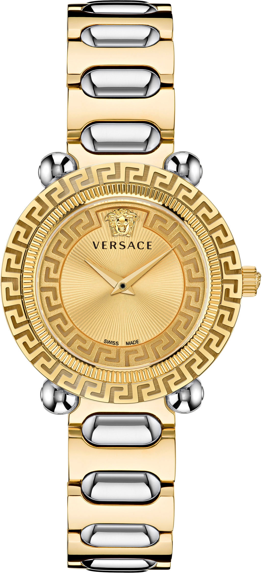 Versace Quarzuhr »GRECA TWIST, VE6I00423«, Armbanduhr, Damenuhr, Saphirglas, Swiss Made, bicolor, analog