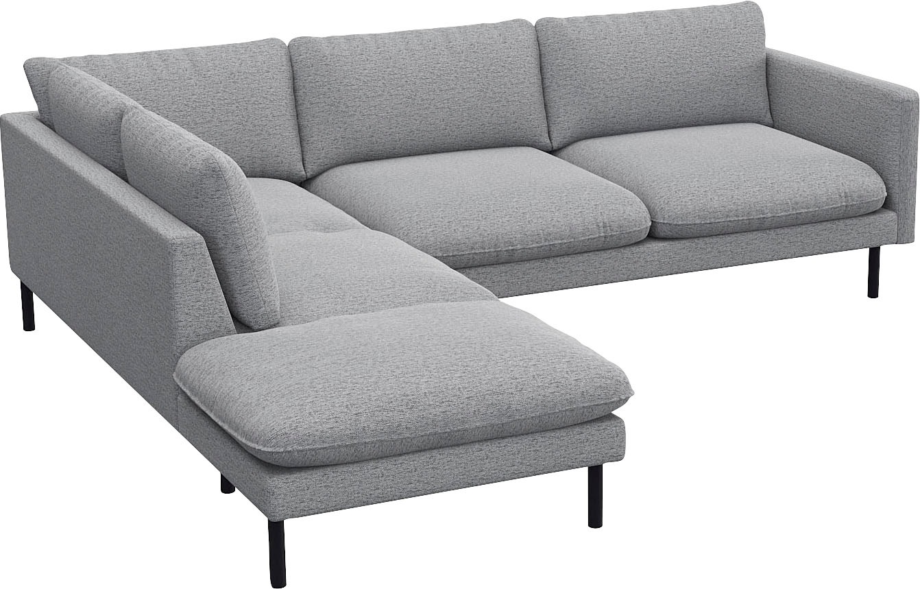 FLEXLUX Ecksofa »Bolzano Designsofa, bequem durch Kaltschaum im Sitz, L-Form« lose Sitz -& Rückenkissen, hohe Füße