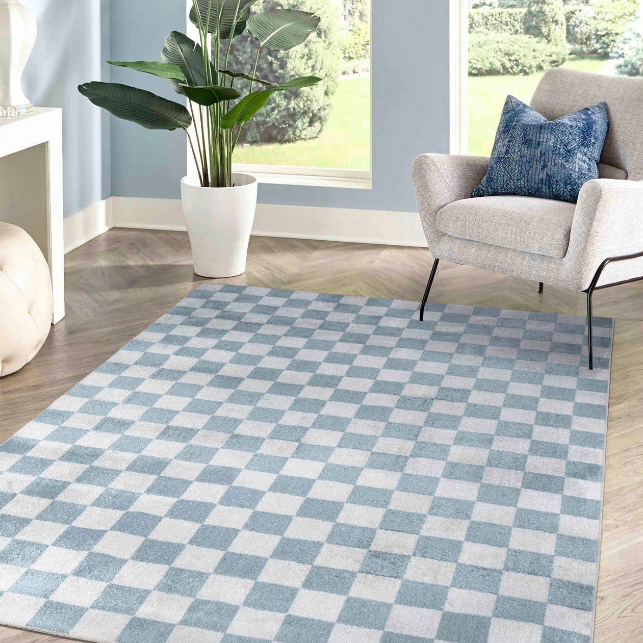 Livabliss Teppich »CLEVELAND« rechteckig 6 mm Höhe Maschinenwaschbarer Teppich mit Karomuster, Kurzflor Wohnzimmerteppich