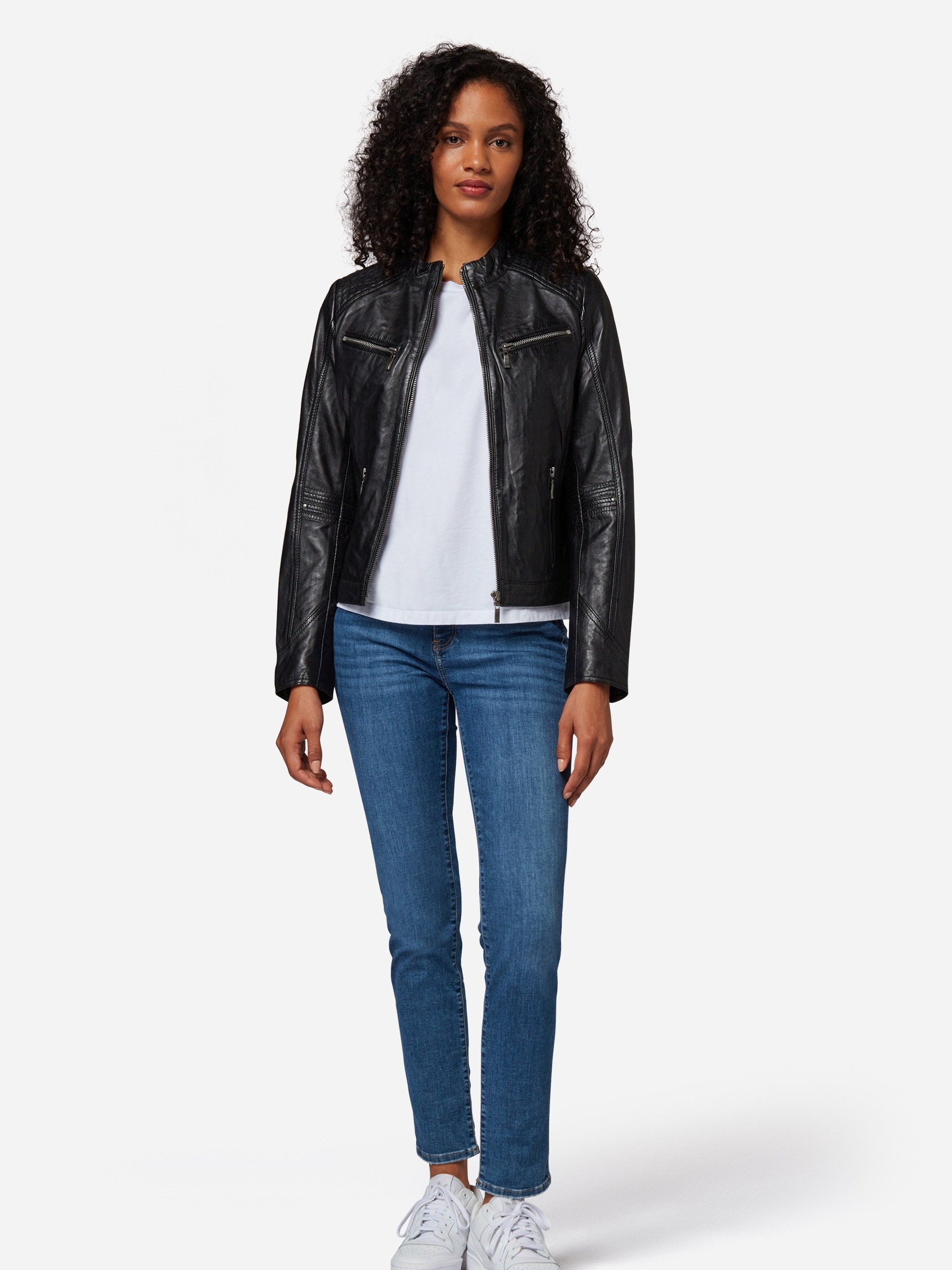 RICANO Bikerjacke »Lederjacke Hannah« ohne Kapuze Handgefertigt aus echtem Leder