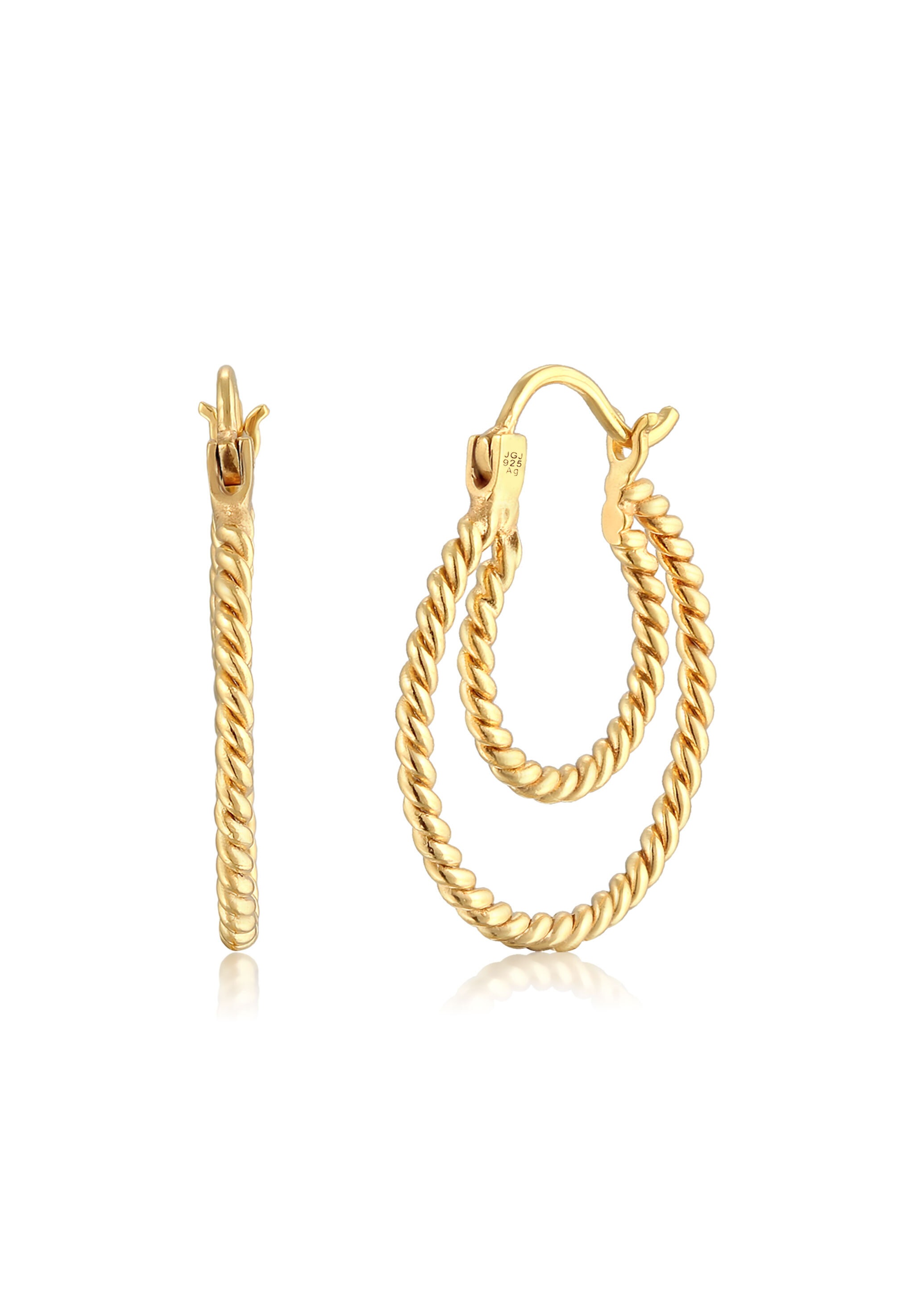 Elli Paar Creolen »Ohrringe Gedreht Creolen Zeitlos 925 Silber«