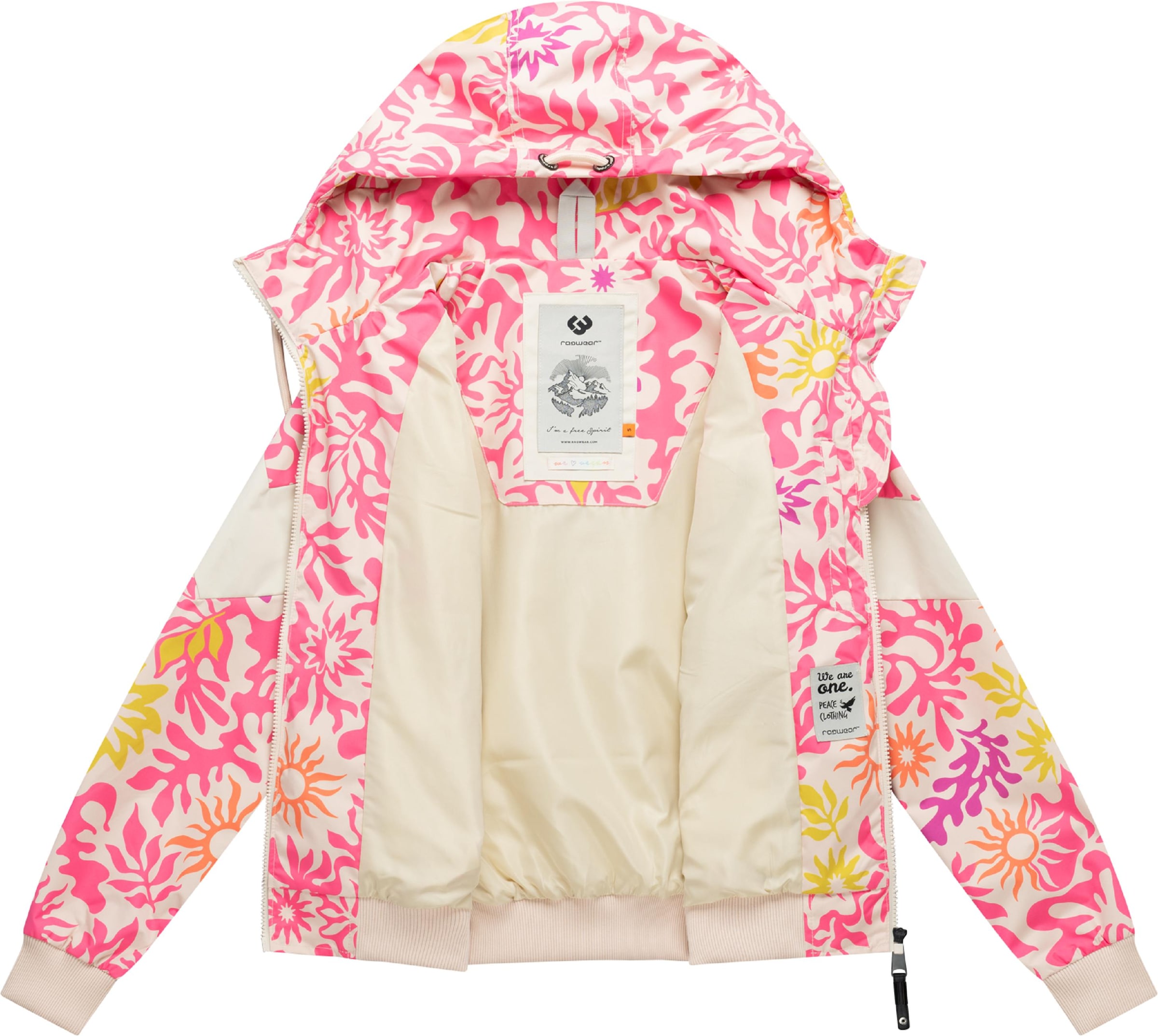 Ragwear Outdoorjacke »Übergangsjacke Nuggie Block Flower« mit Kapuze modische Damen Freizeitjacke mit floralem Print
