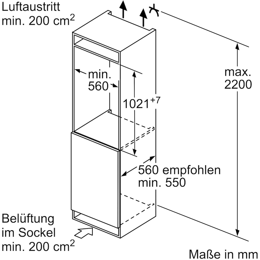 SIEMENS Einbaukühlgefrierkombination »KI32LADF0«, KI32LADF0, 102,1 cm hoch, 55,8 cm breit